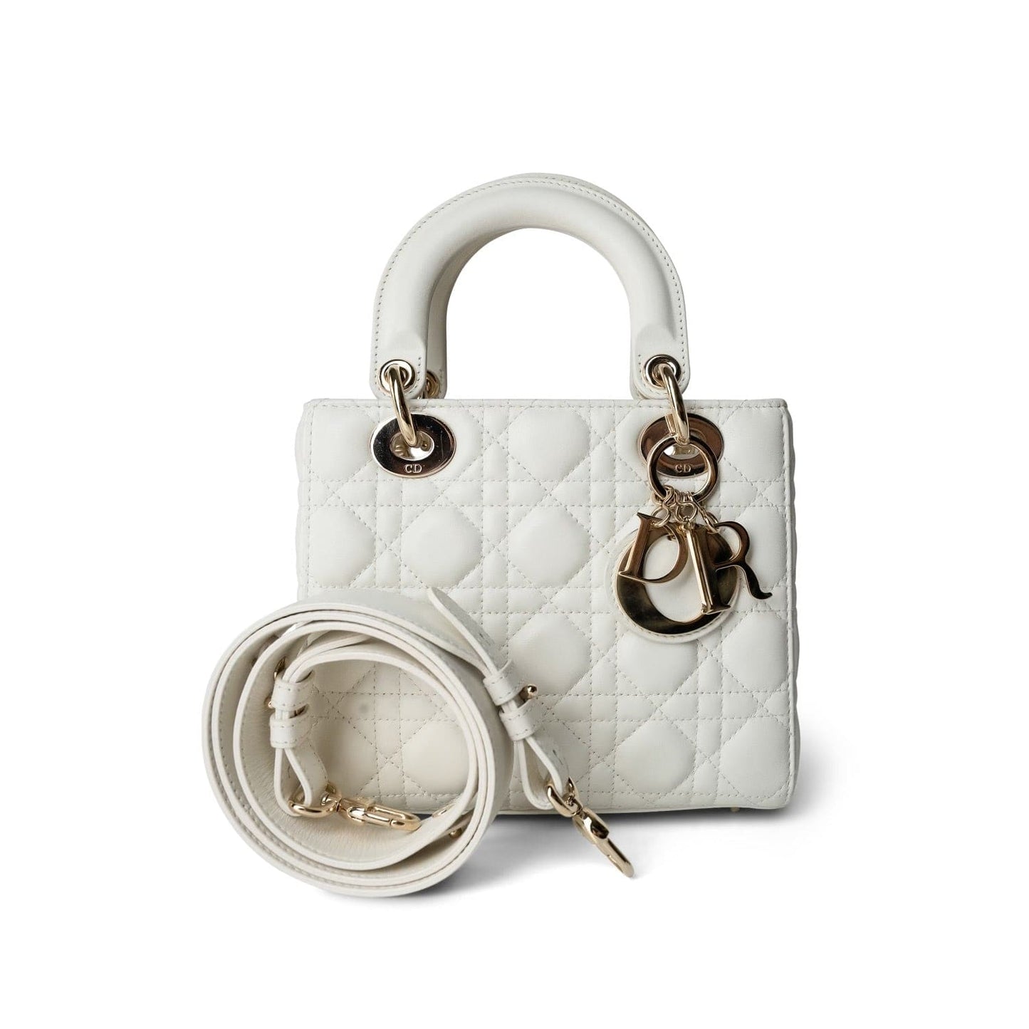 White Lambskin Cannage Lady Dior Small