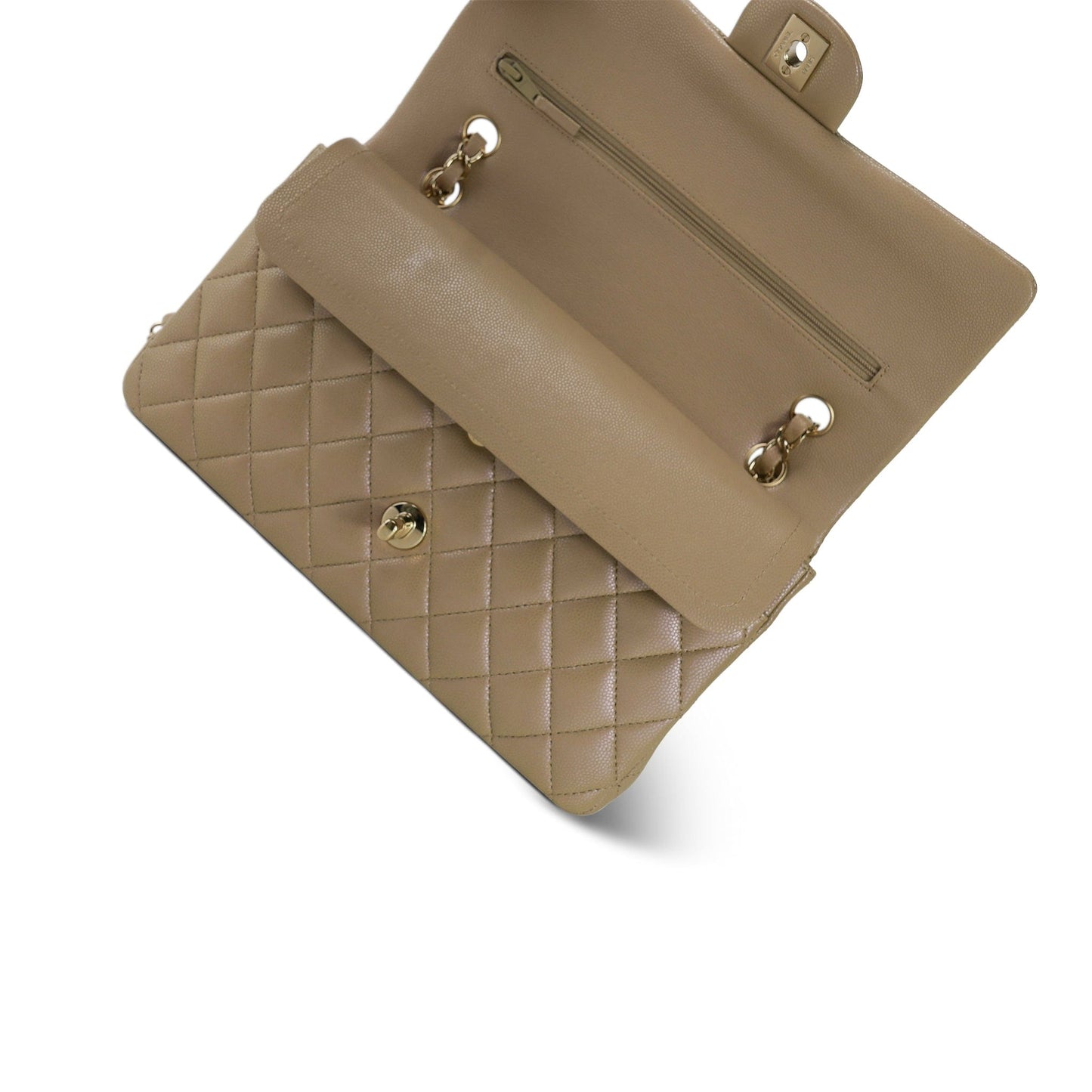 21S Iridescent Dark Beige Classic Flap Medium LGHW