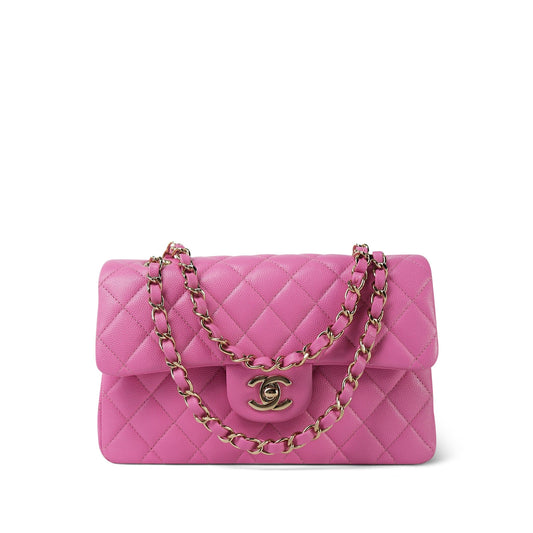 21P Pink Caviar Quilted Classic Flap Small LGHW