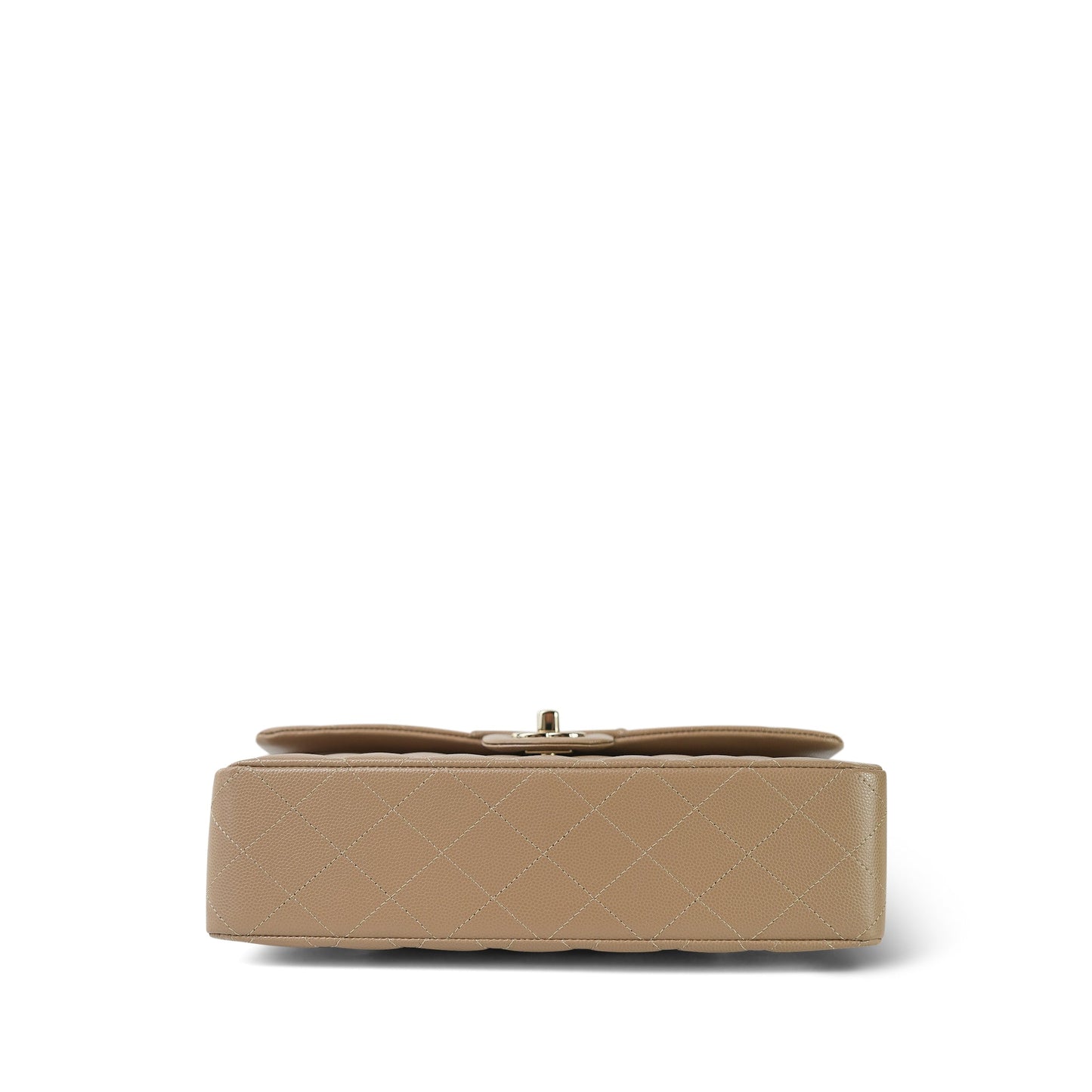 22A Dark Beige Quilted Caviar Classic Flap Medium LGHW