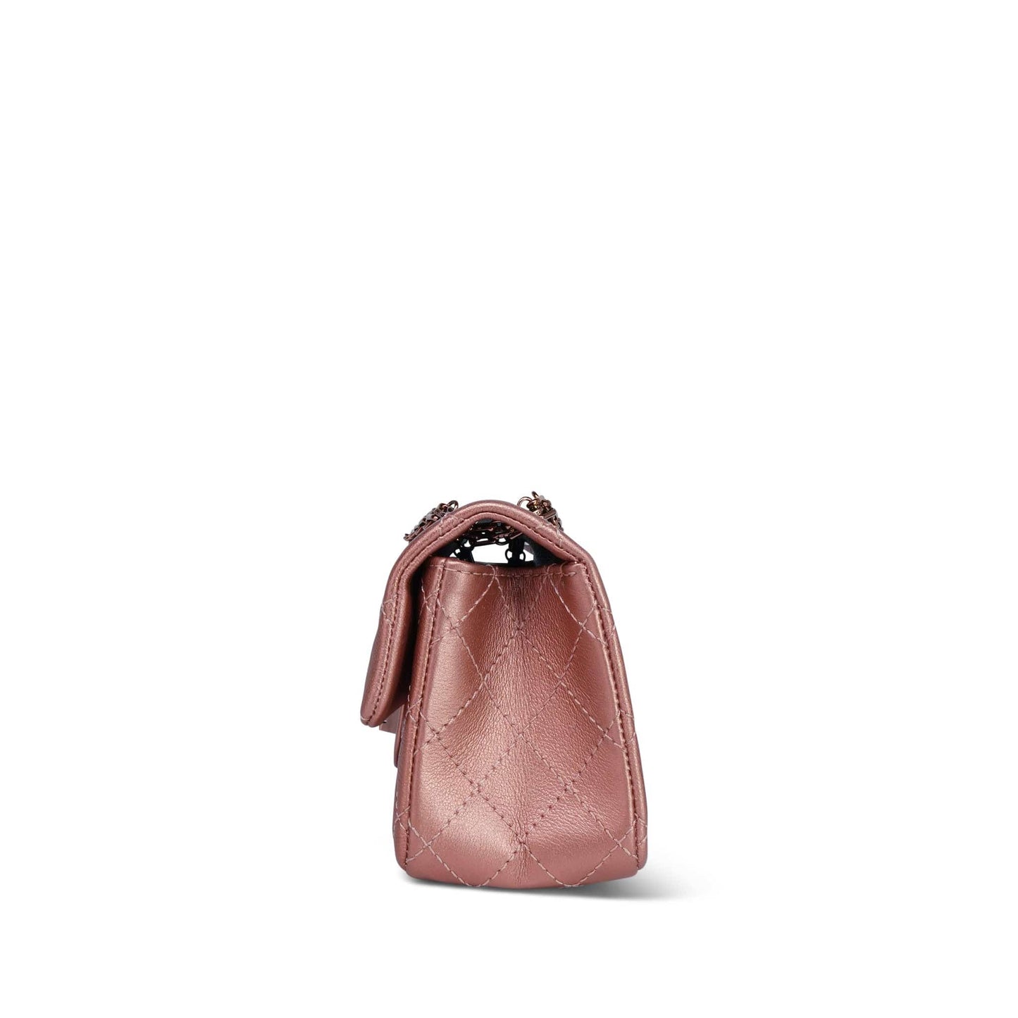 21A Rose Gold Grained Calfskin Quilted Mini Reissue 2.55 Flap Bag