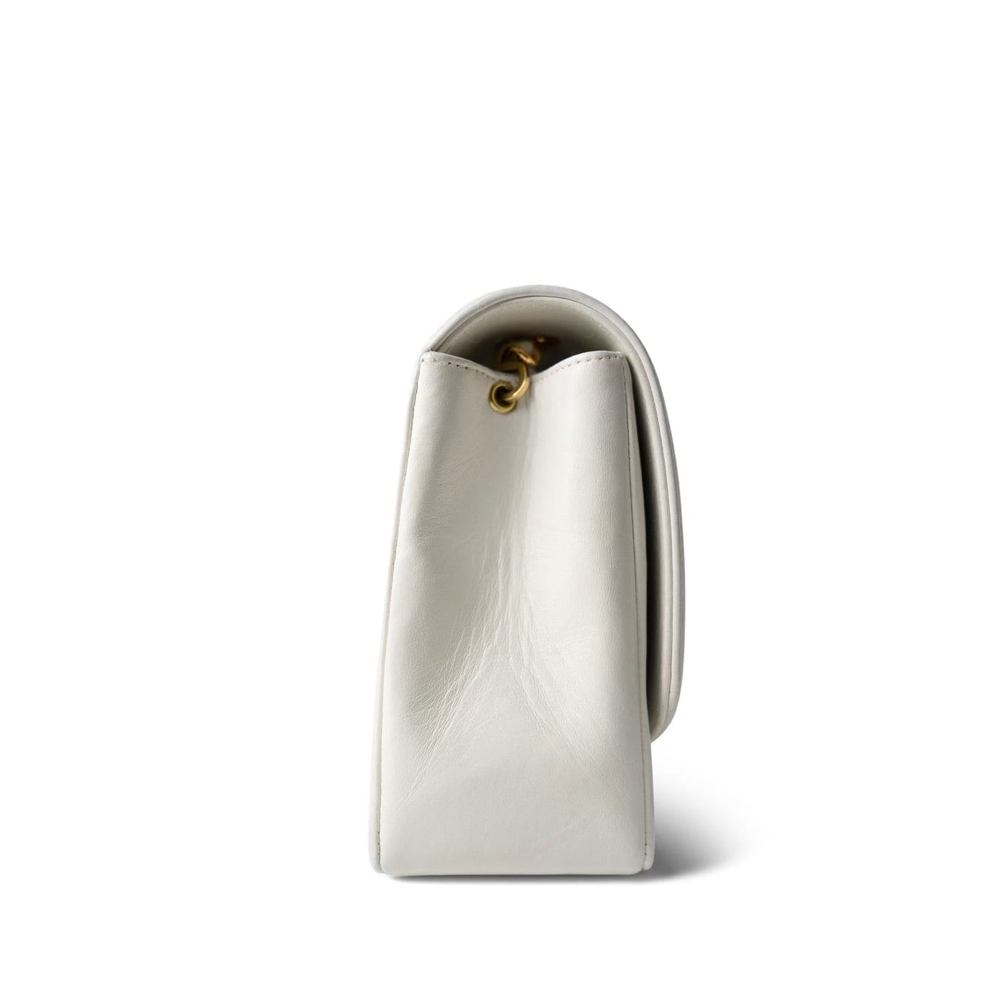 White Lambskin Quilted Diana Flap Medium Gold Hardware