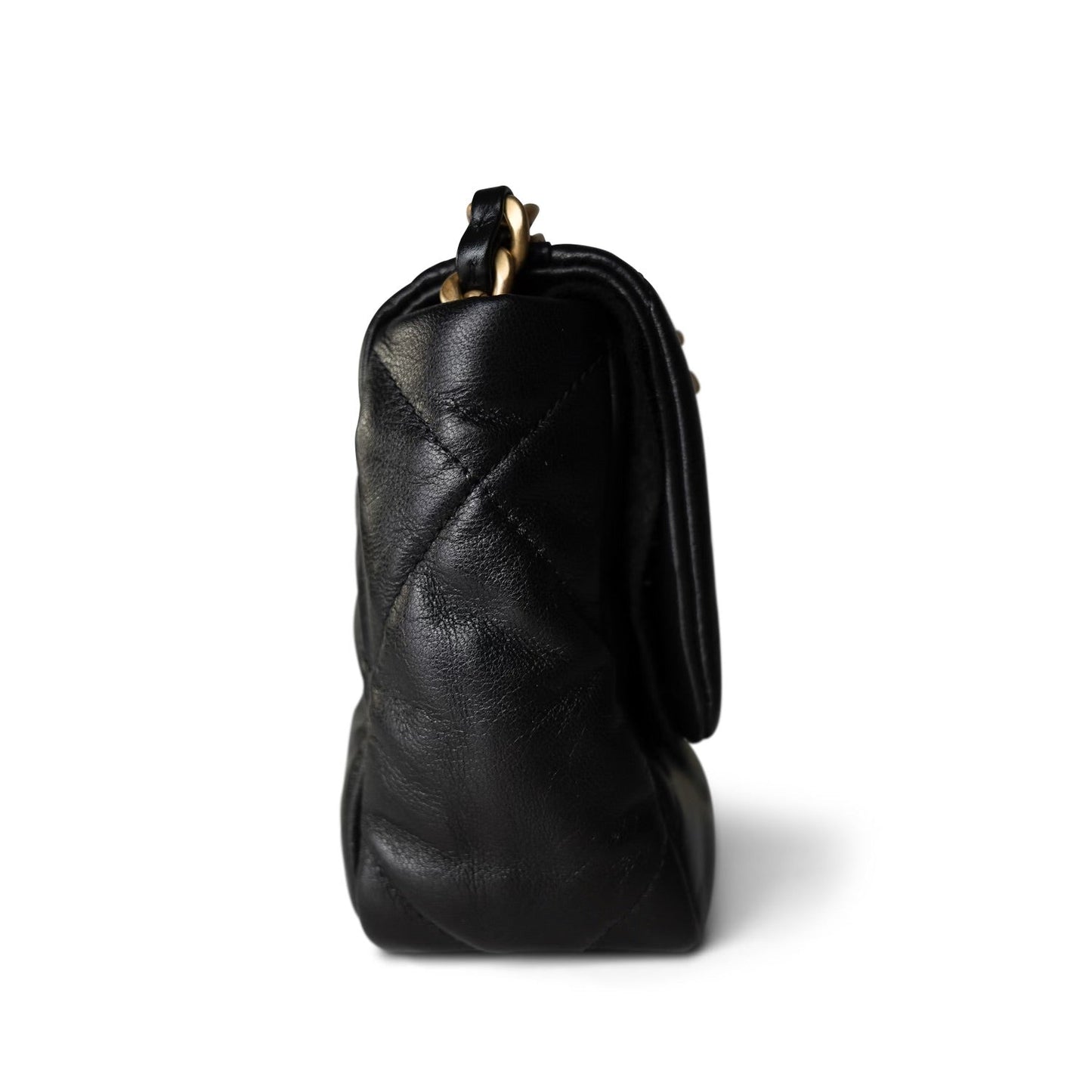 20S Black Goatskin Quilted 19 Flap Small MHW