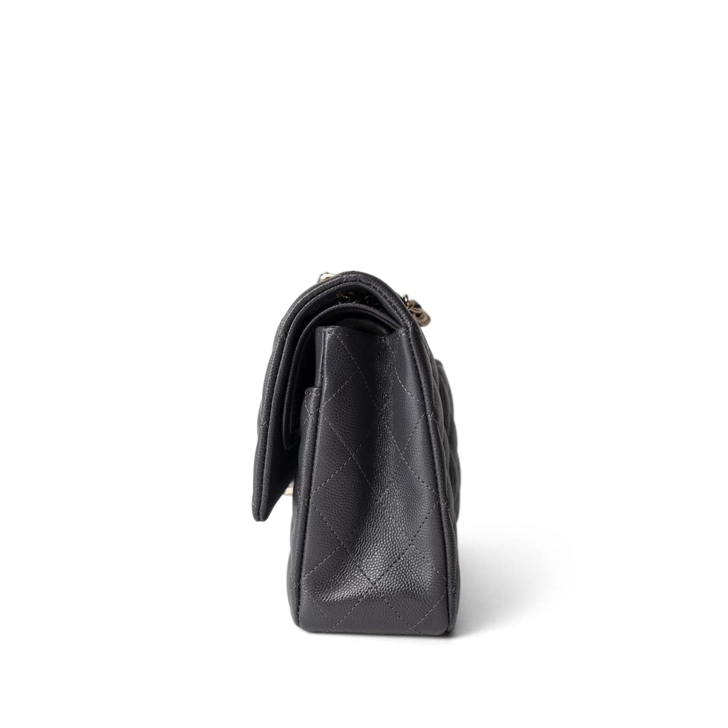 21B Dark Grey Caviar Quilted Classic Flap Medium Light Gold Hardware