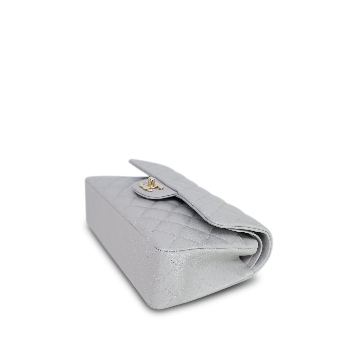 21A Grey Caviar Quilted Classic Flap Small Light Gold Hardware