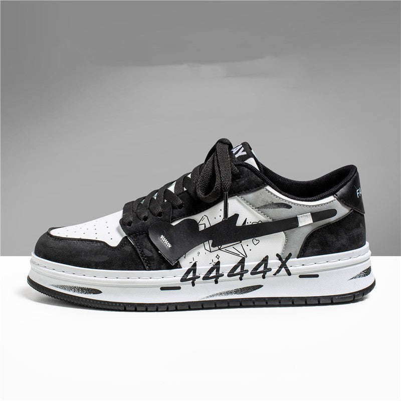 Distressed Graffiti Skateboard Sneakers