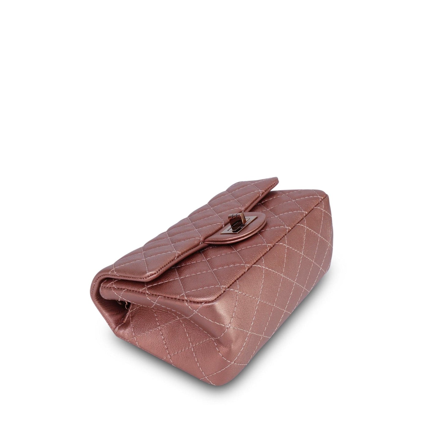 21A Rose Gold Grained Calfskin Quilted Mini Reissue 2.55 Flap Bag