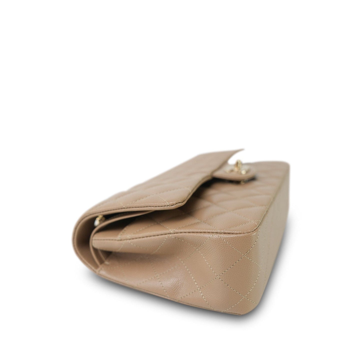 22A Dark Beige Quilted Caviar Classic Flap Medium LGHW