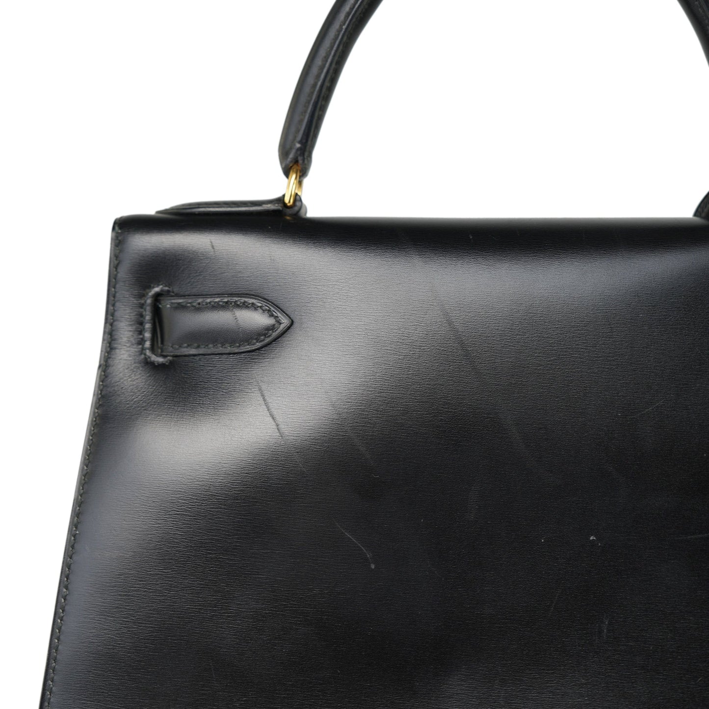 Vintage Kelly 28 Black Box Calfskin Gold Plated