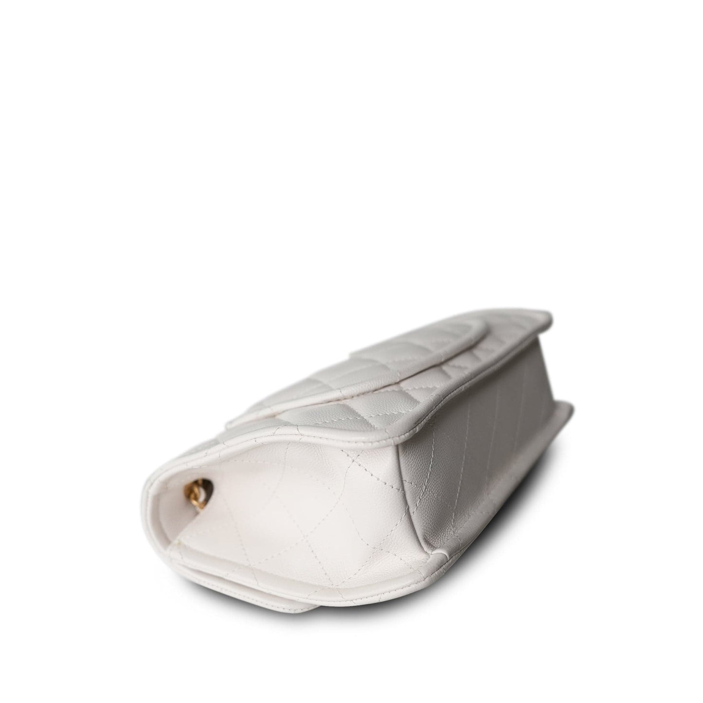 21P White Caviar Quilted Sweet Single Flap Bag Aged Gold Hardware