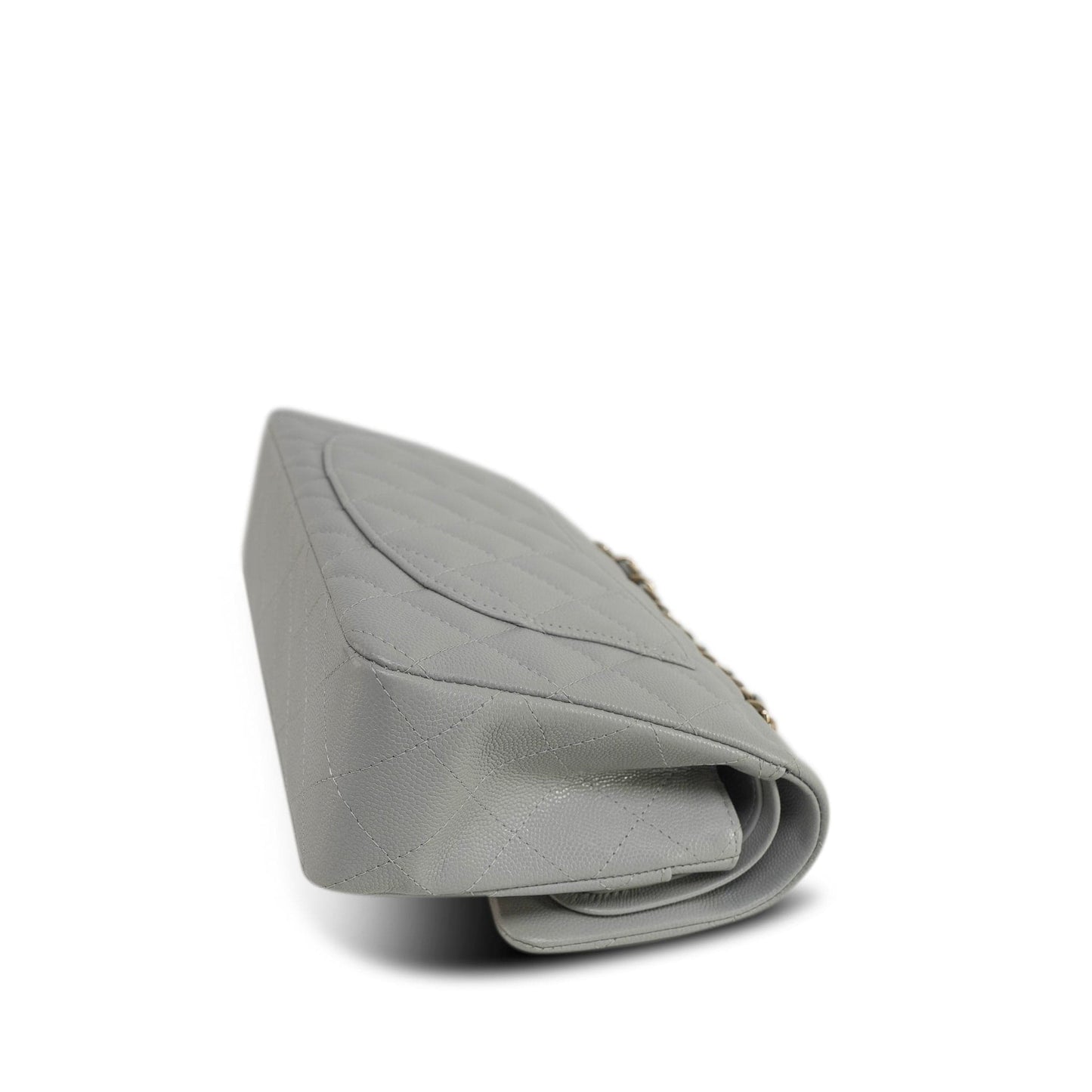 21A Grey Caviar Quilted Classic Flap Small Light Gold Hardware