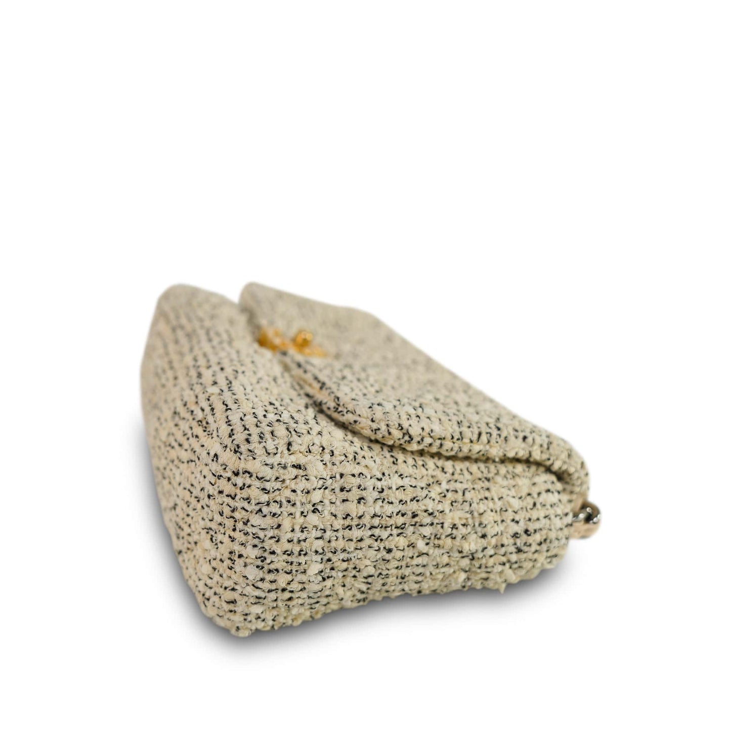 21S Ecru Black & White Tweed Quilted Small 19 Flap MHW