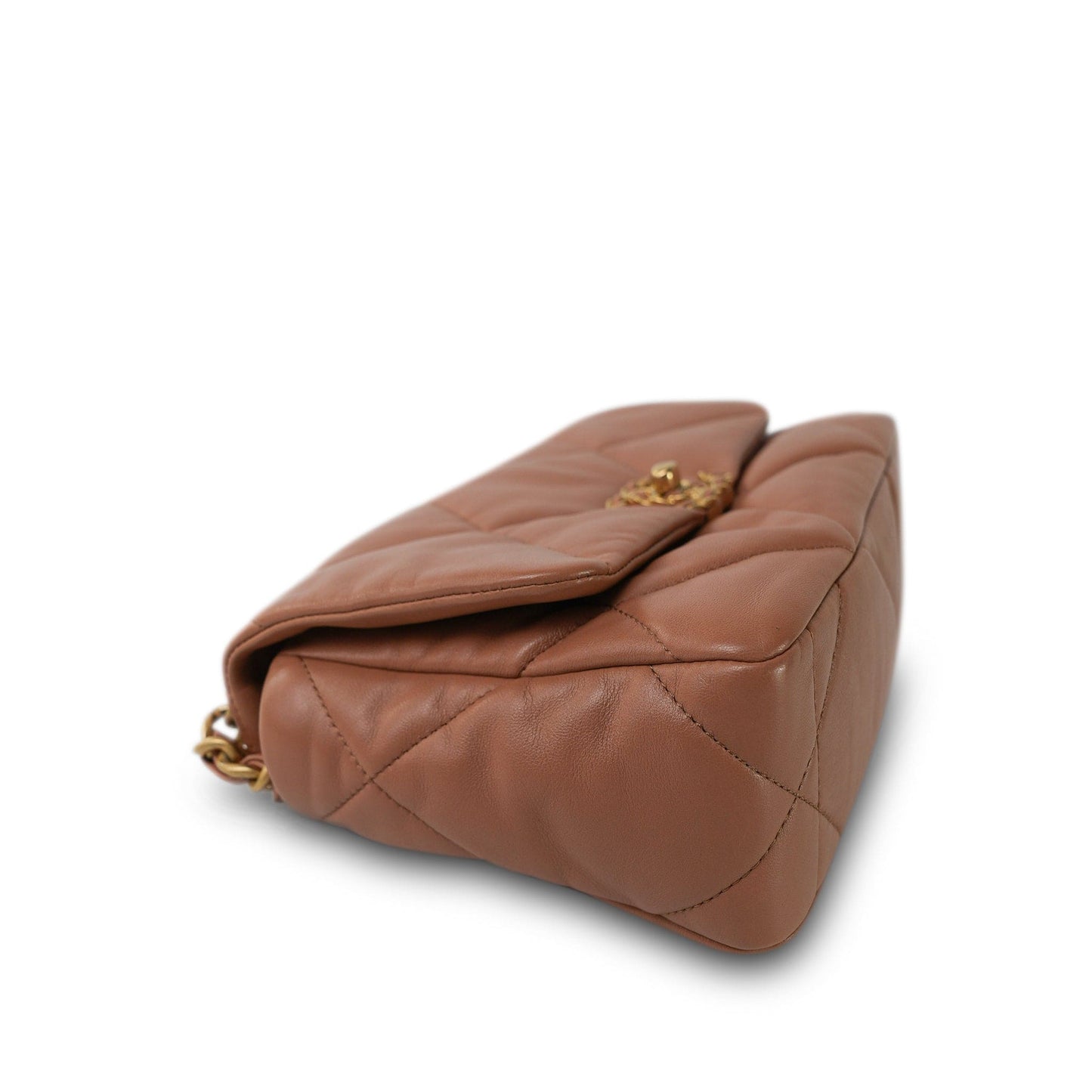 21K Caramel Lambskin Quilted 19 Flap Small Mixed Hardware