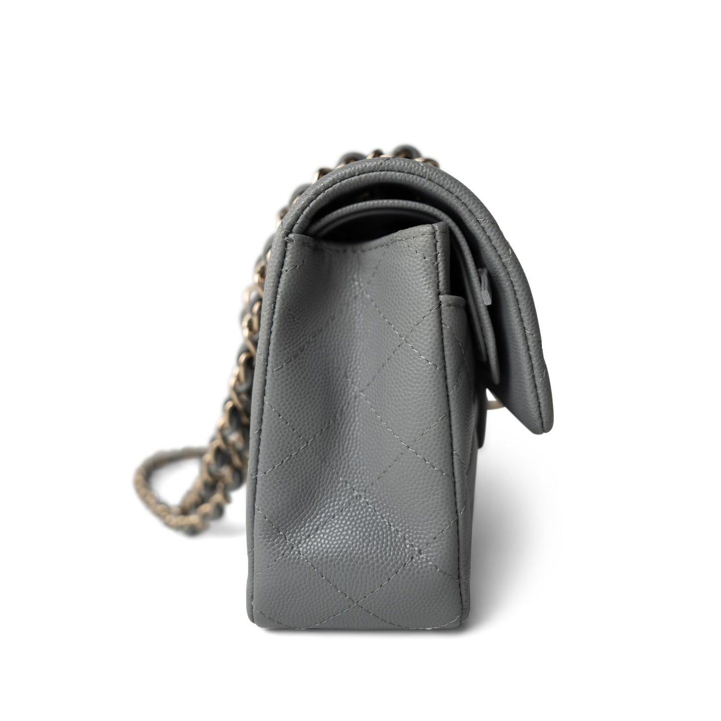 20C Grey Caviar Quilted Classic Flap Small LGHW