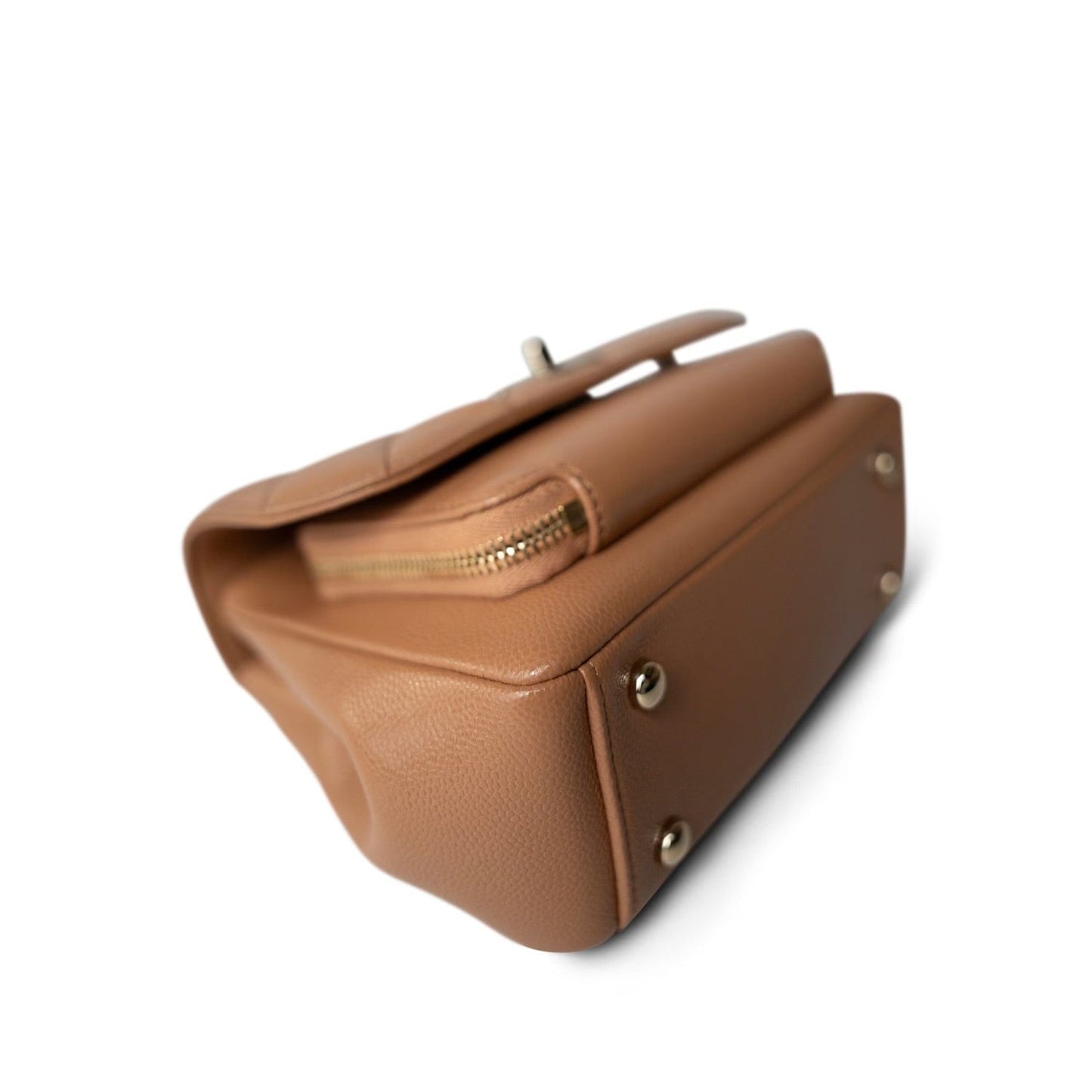 21P Caramel Beige Caviar Quilted Business Affinity Small Flap Light Gold Hardware