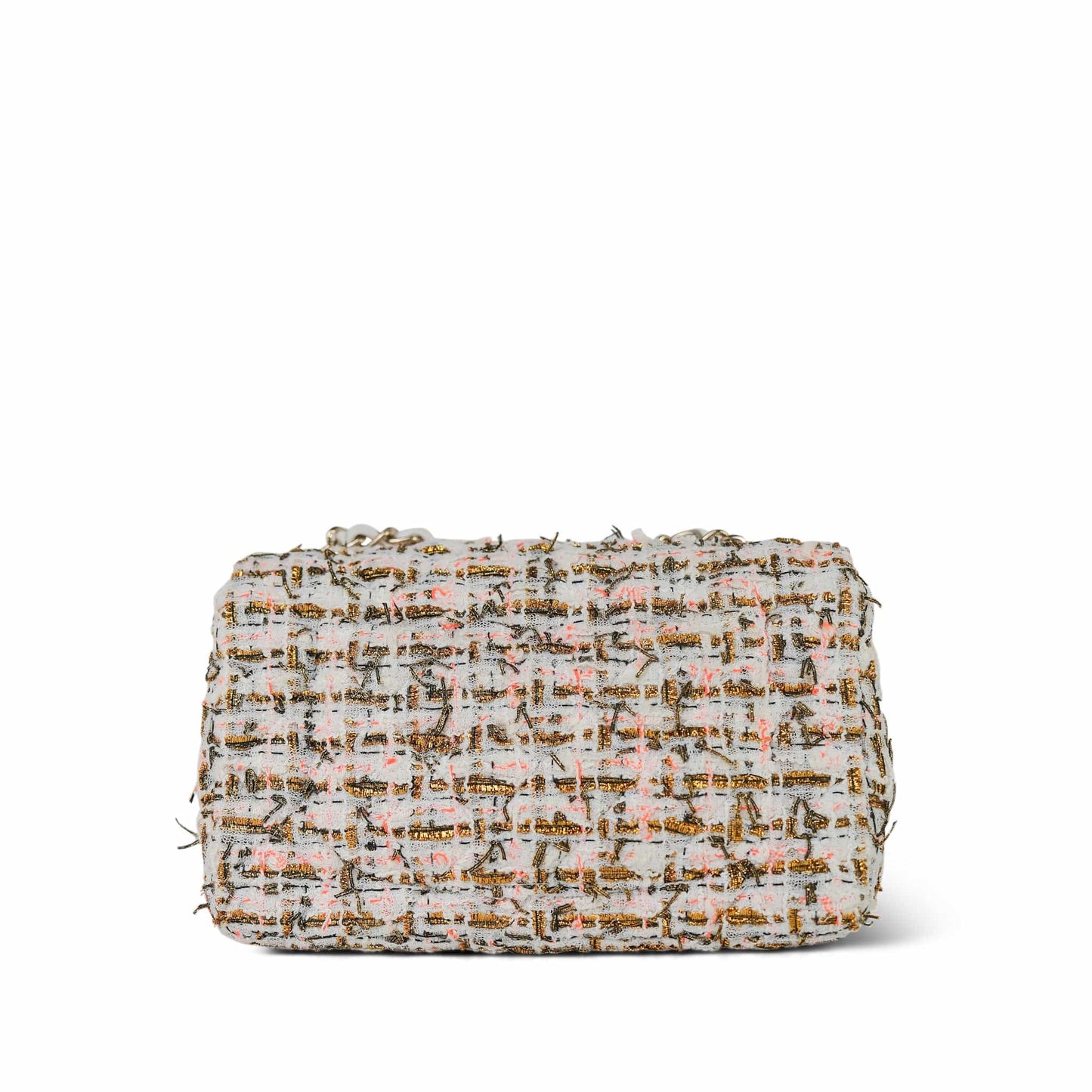 19C White/Orange/Gold Tweed Quilted Mini Rectangular Flap LGHW