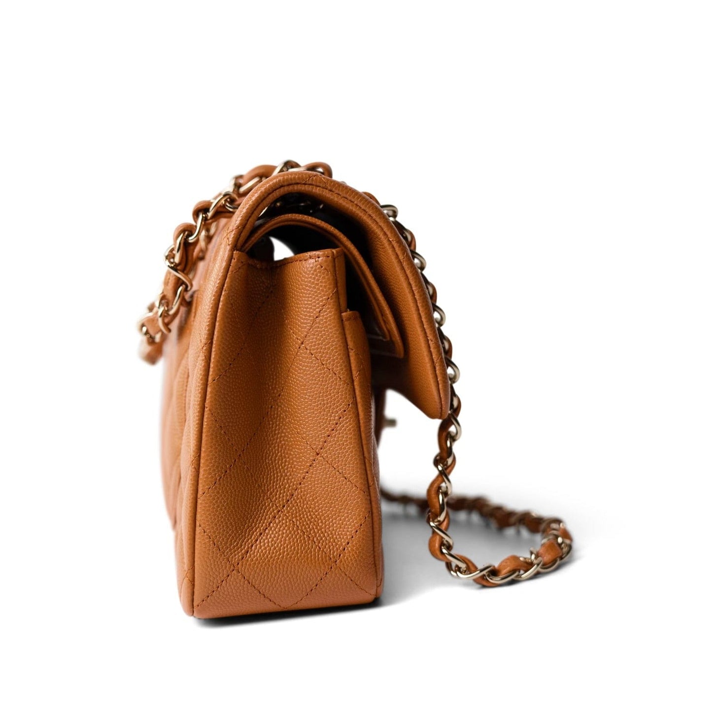 21A Caramel/Light Brown Caviar Quilted Classic Flap Small LGHW