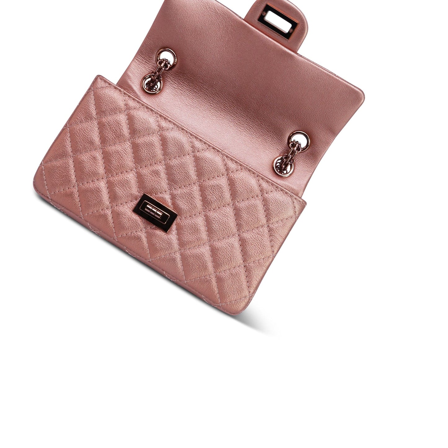 21A Rose Gold Grained Calfskin Quilted Mini Reissue 2.55 Flap Bag