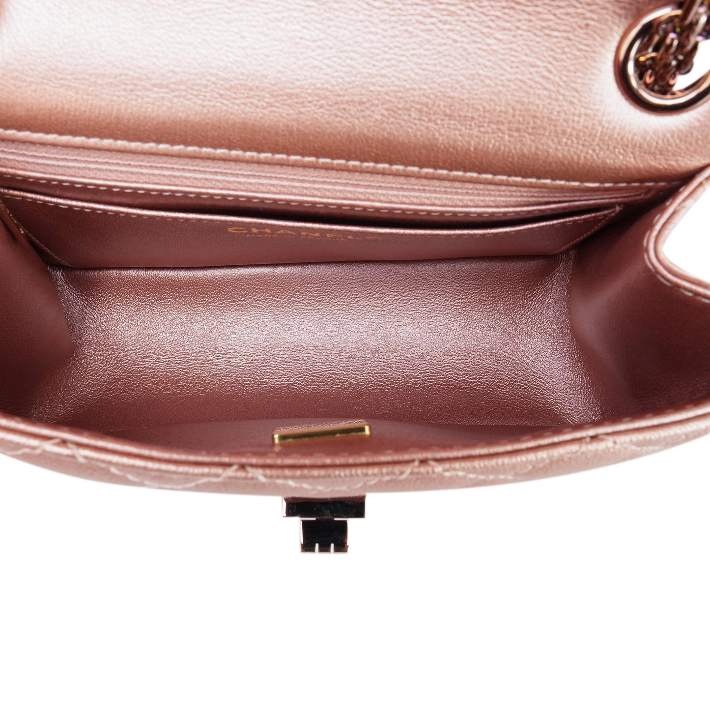 21A Rose Gold Grained Calfskin Quilted Mini Reissue 2.55 Flap Bag