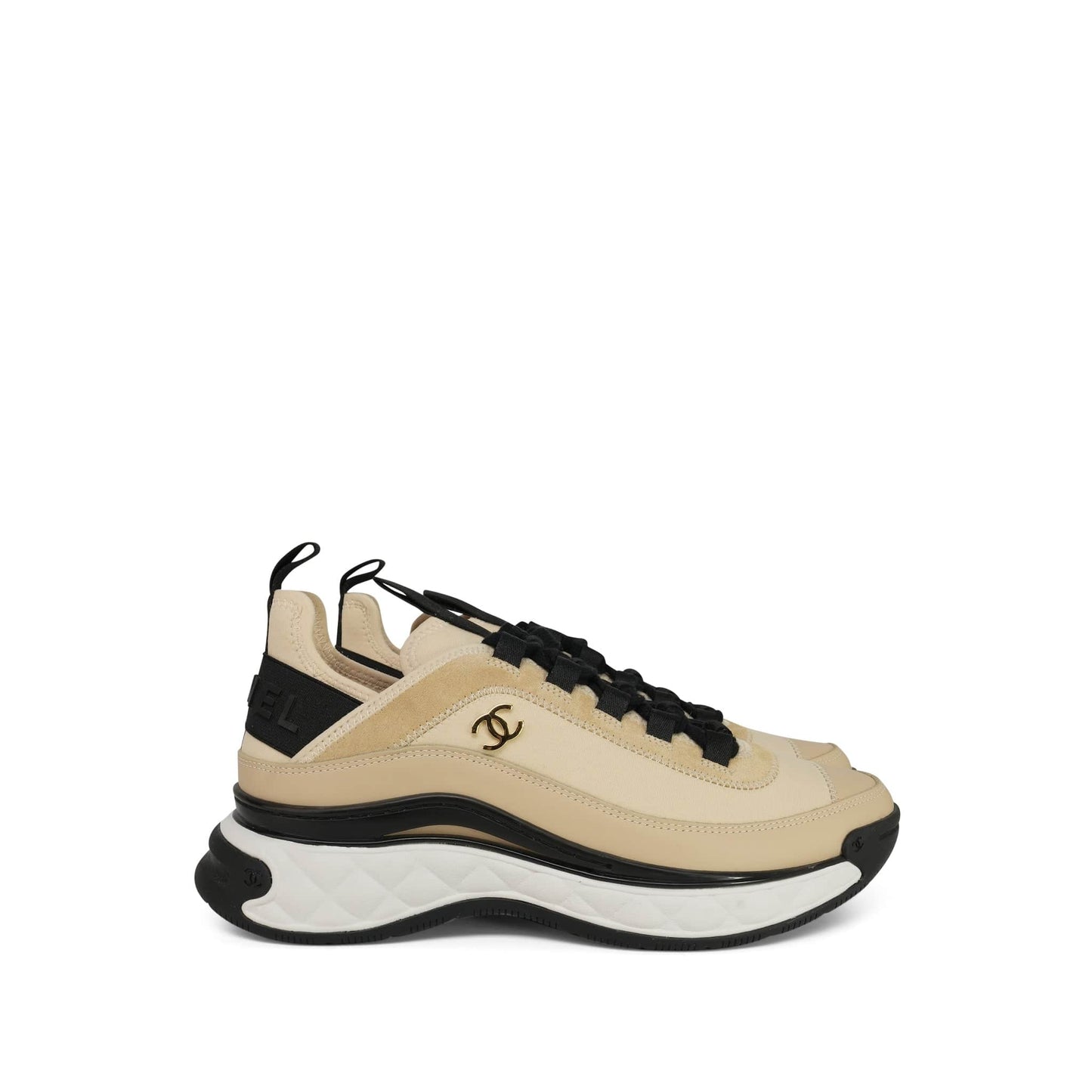 20C Beige Black Fabric/Calfskin/Suede CC Sneaker Size 39