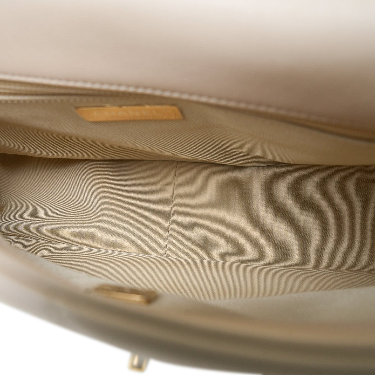 21B Beige Lambskin Quilted 19 Flap Medium/Large Mixed Hardware