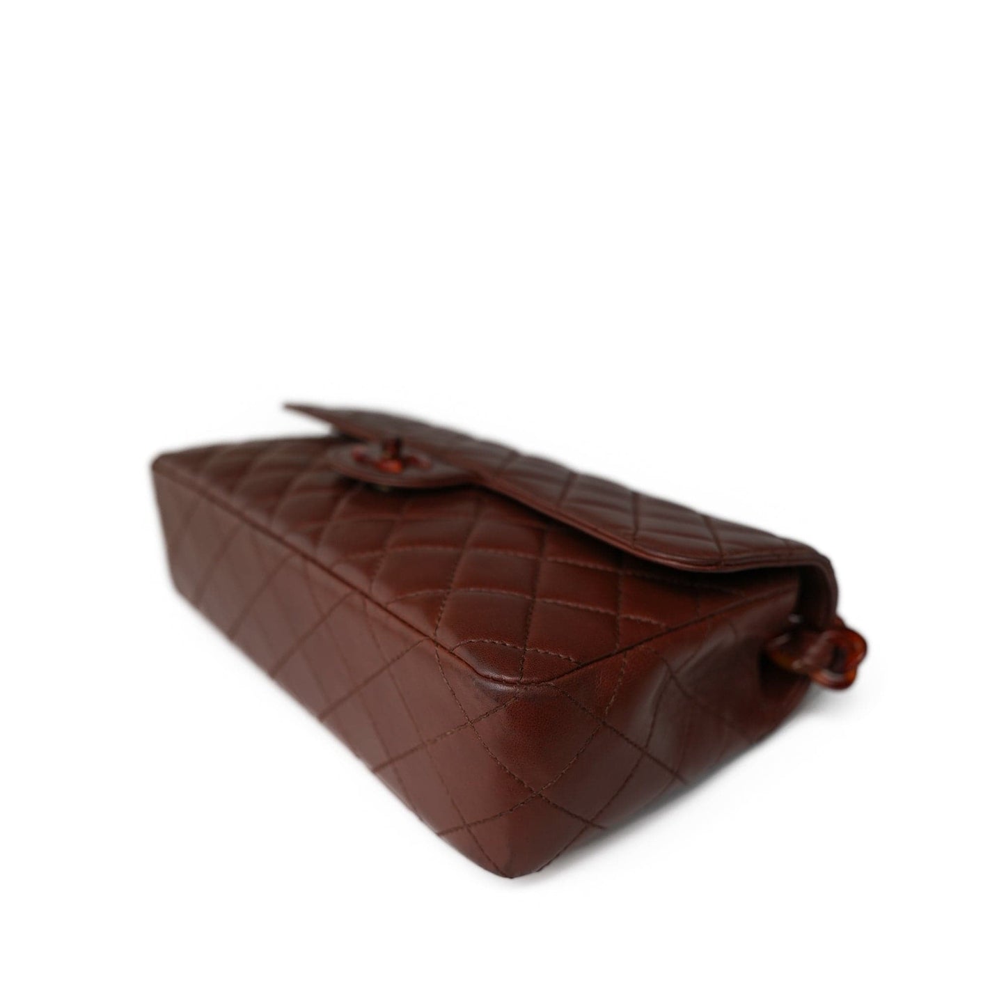 Vintage Brown Lambskin Quilted Single Flap Medium Tortoiseshell Hardware