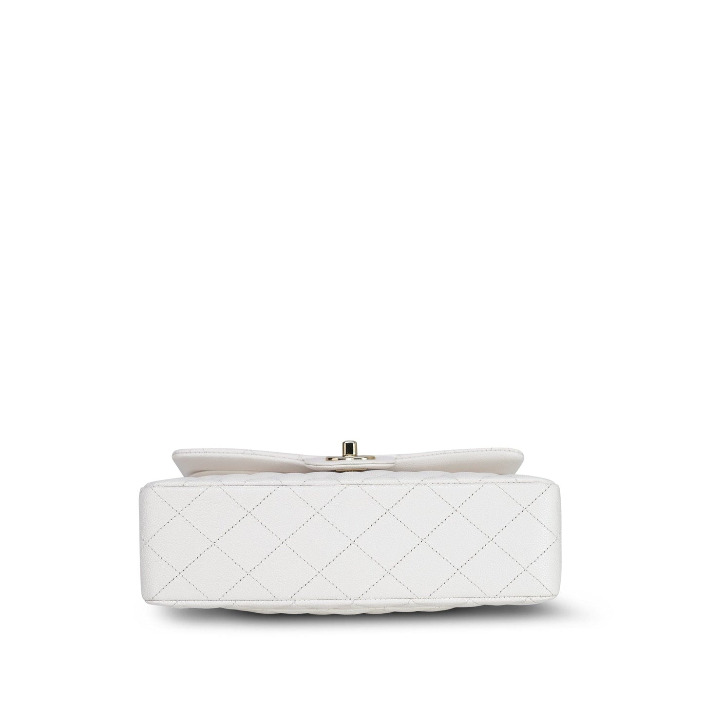 21B White Caviar Quilted Classic Flap Small Light Gold Hardware