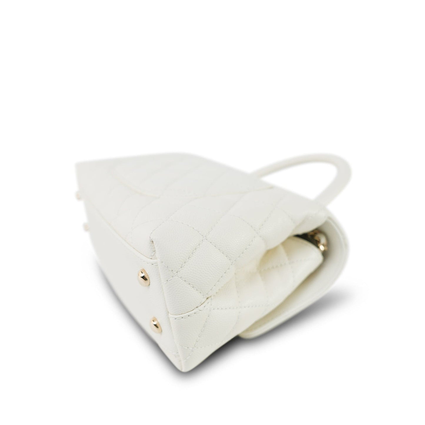 21A White Caviar Quilted Small Coco Handle LGHW