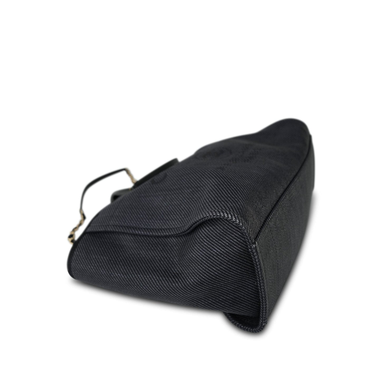 20A Black Mixed Fibers Medium Deauville Tote Light Gold Hardware