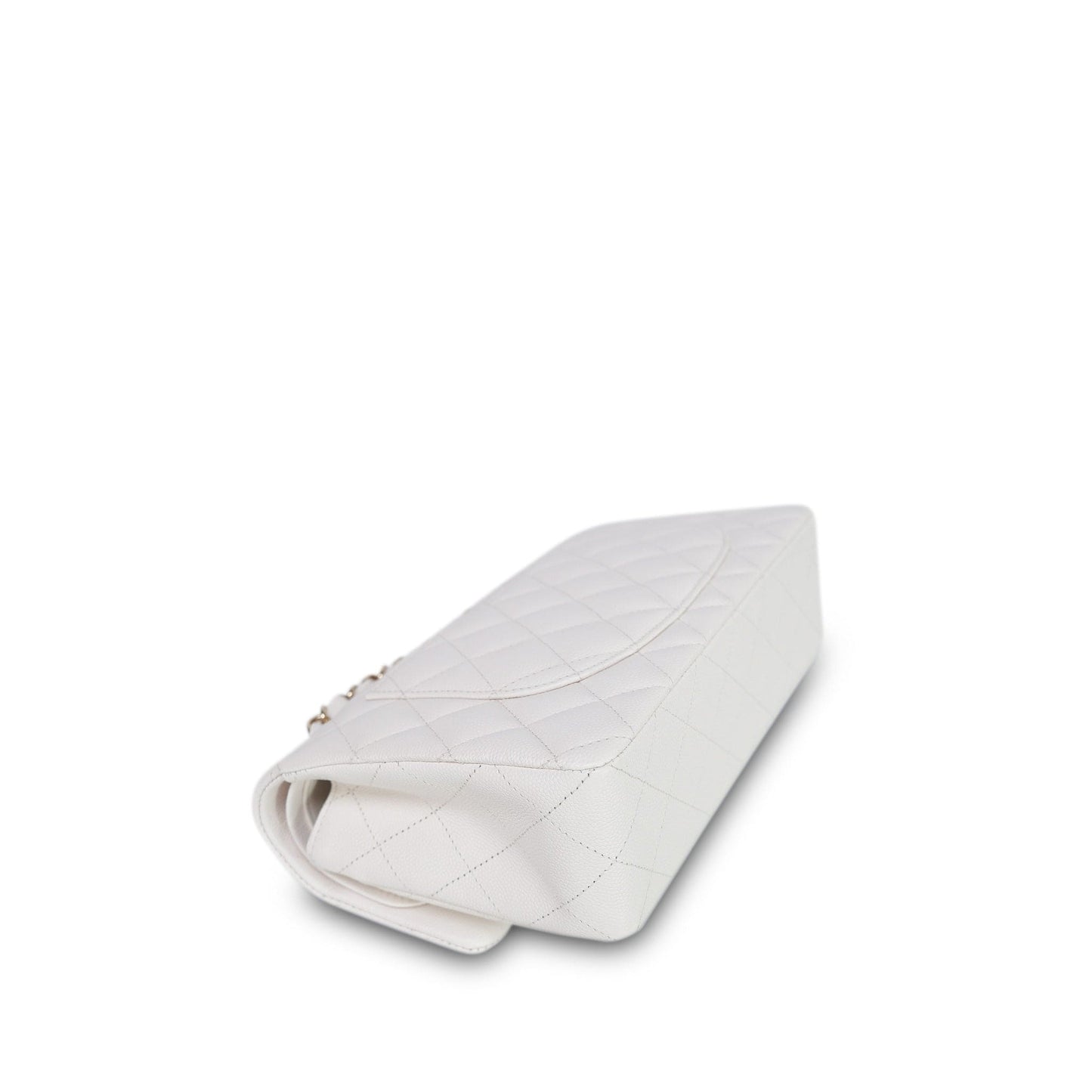 21B White Caviar Quilted Classic Flap Small Light Gold Hardware