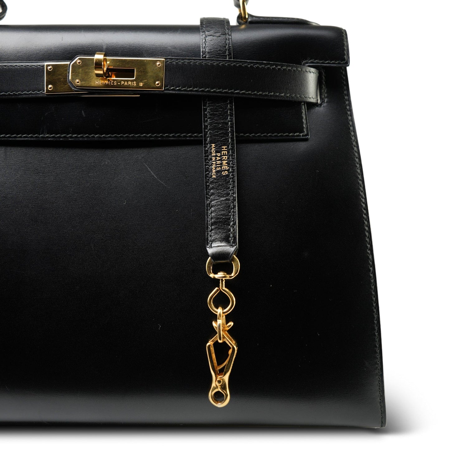 Vintage Kelly 28 Black Box Calfskin Gold Plated