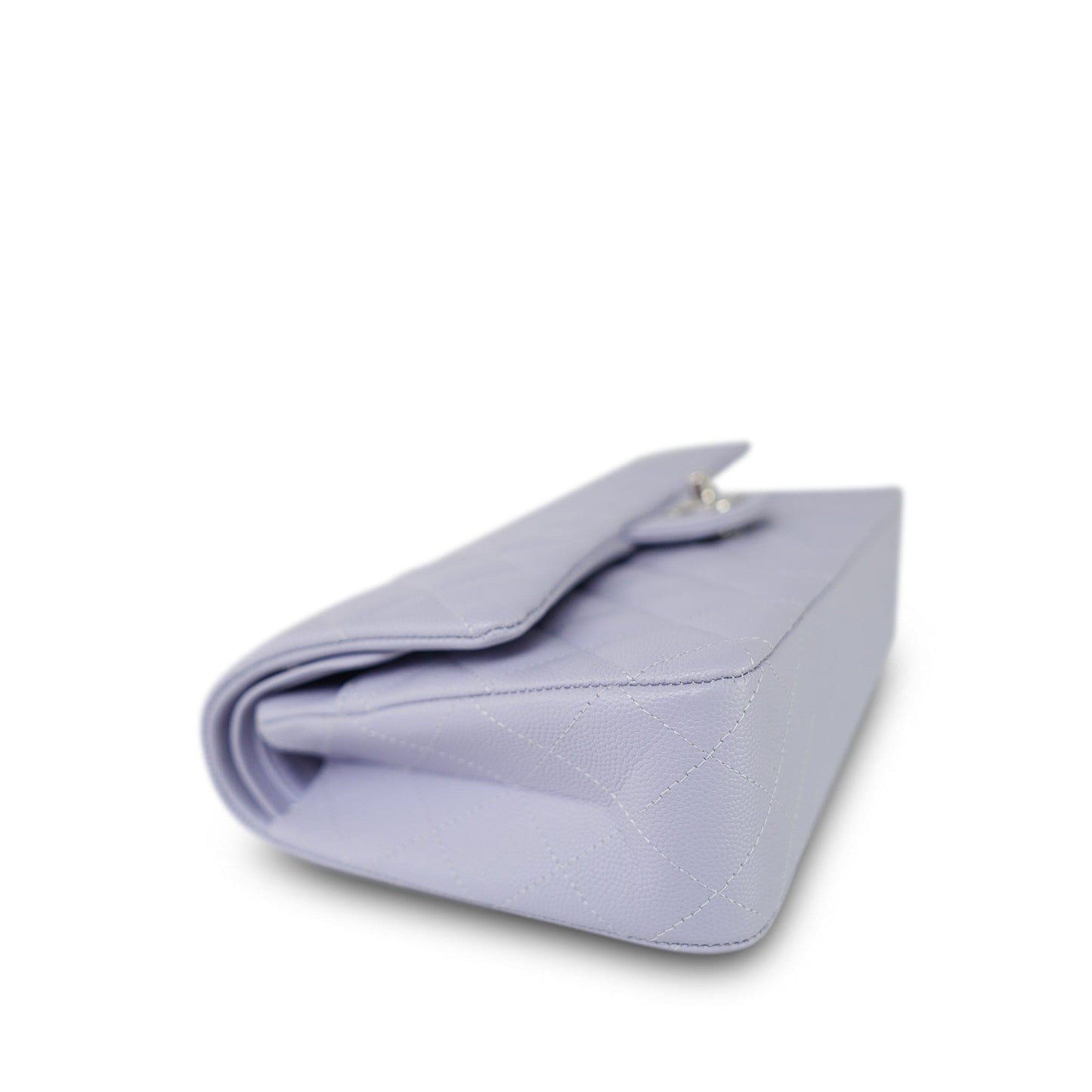21K Light Purple/ Lilac Caviar Quilted Classic Flap Medium Silver Hardware