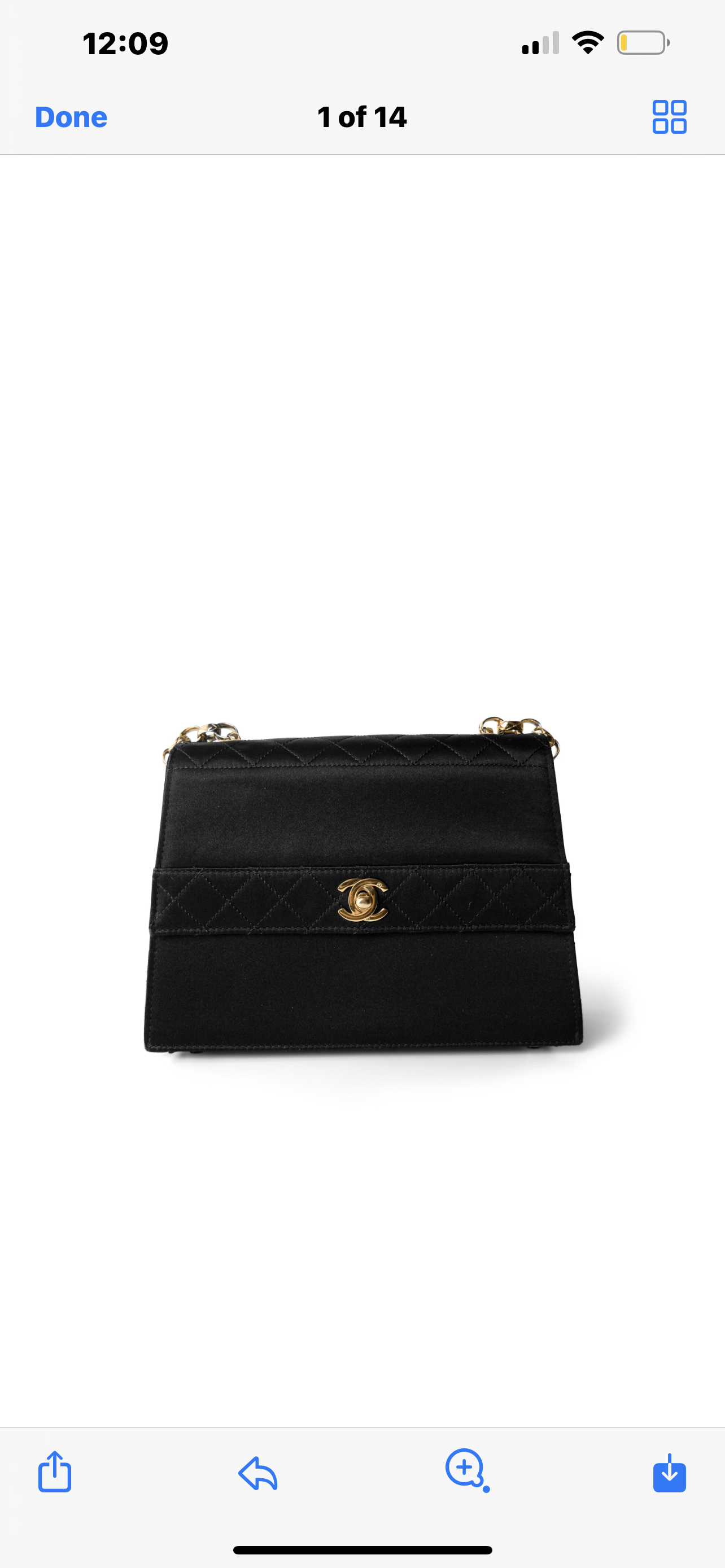 Vintage Black CC Satin Trapezoid Flap Bag