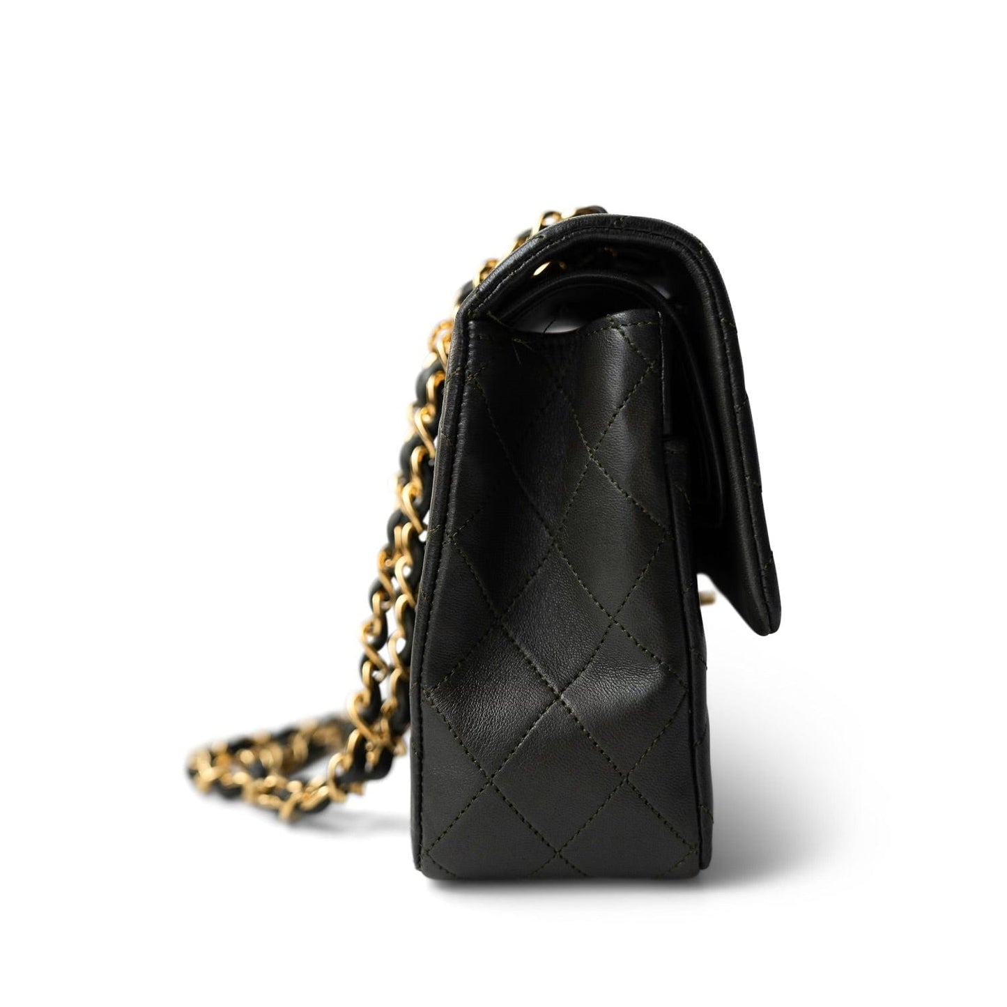 Vintage Green/Grey Lambskin Quilted Classic Flap Medium GHW