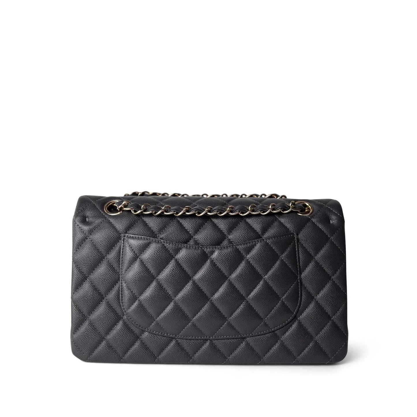 21B Dark Grey Caviar Quilted Classic Flap Medium Light Gold Hardware