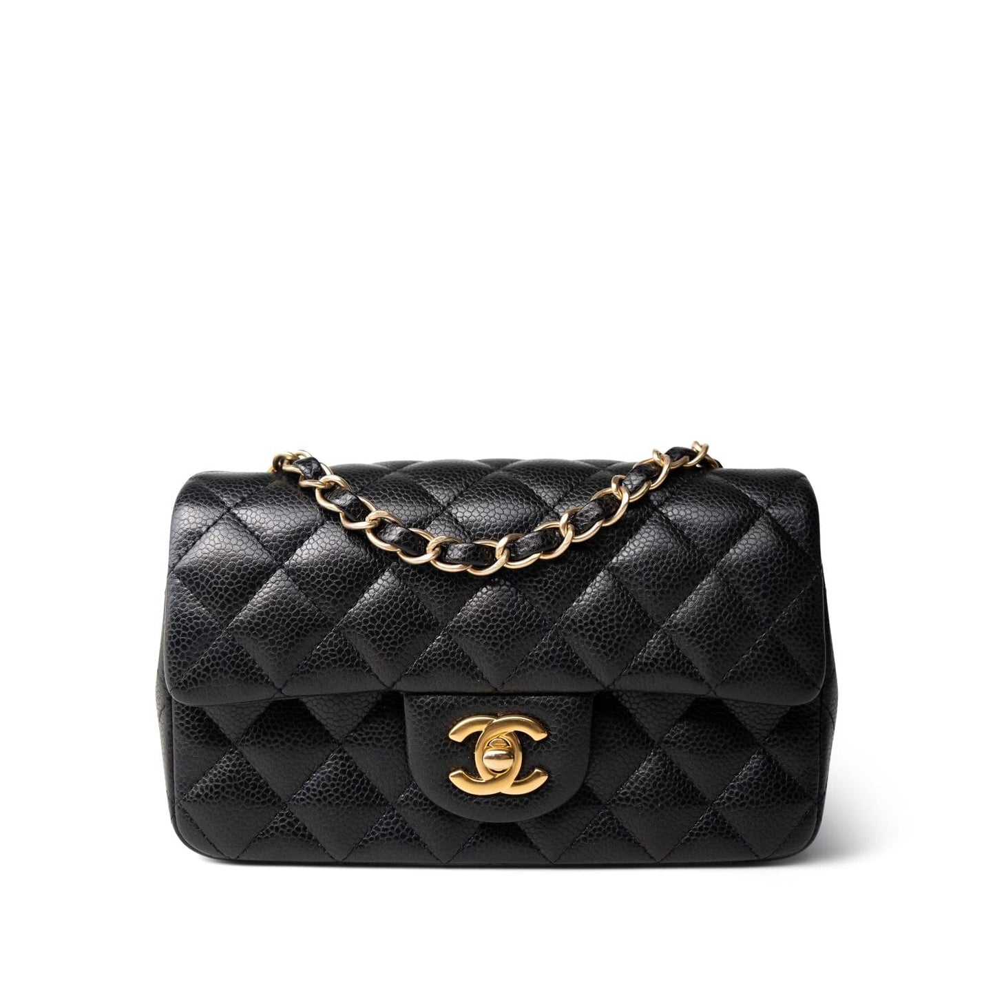 16C Black Caviar Quilted Mini Rectangular Single Flap