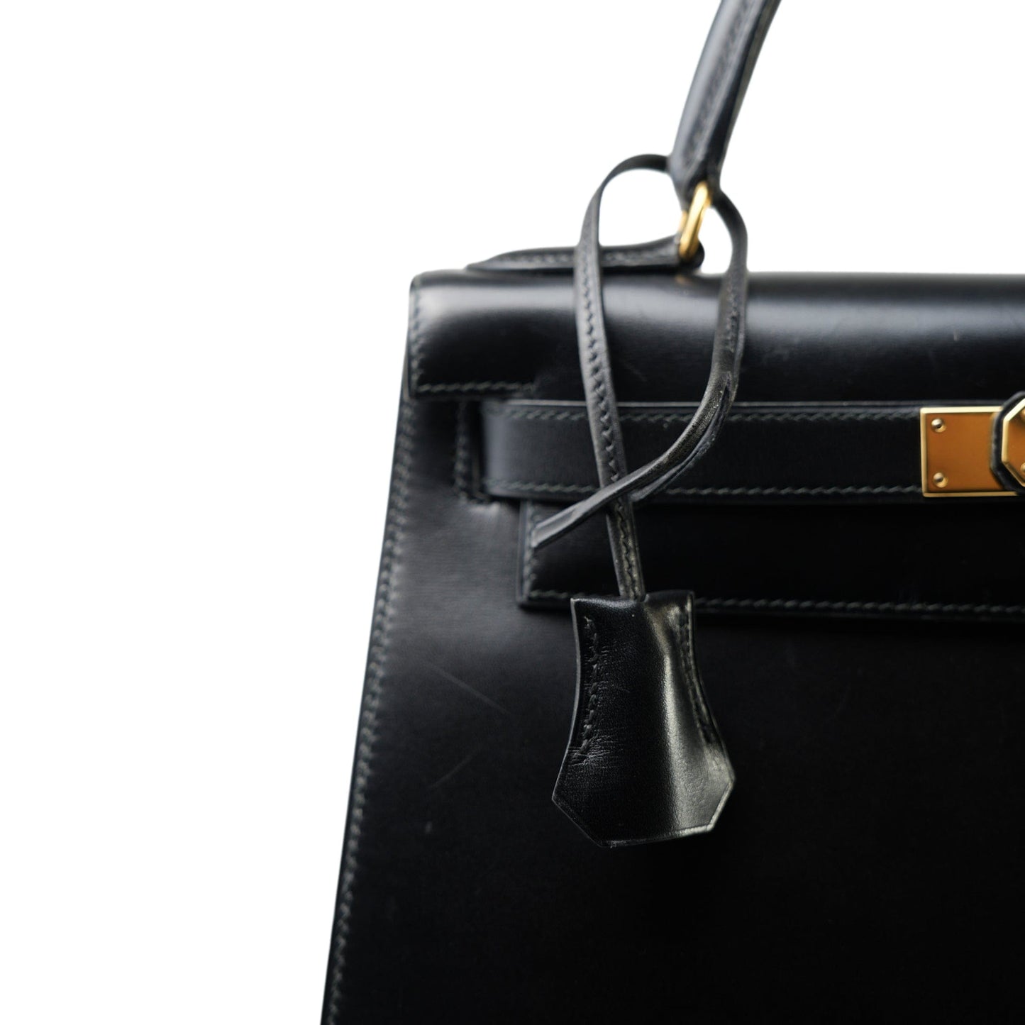 Vintage Kelly 28 Black Box Calfskin Gold Plated