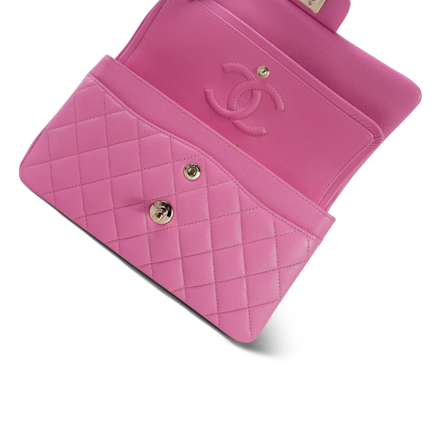 21P Pink Caviar Quilted Classic Flap Small LGHW