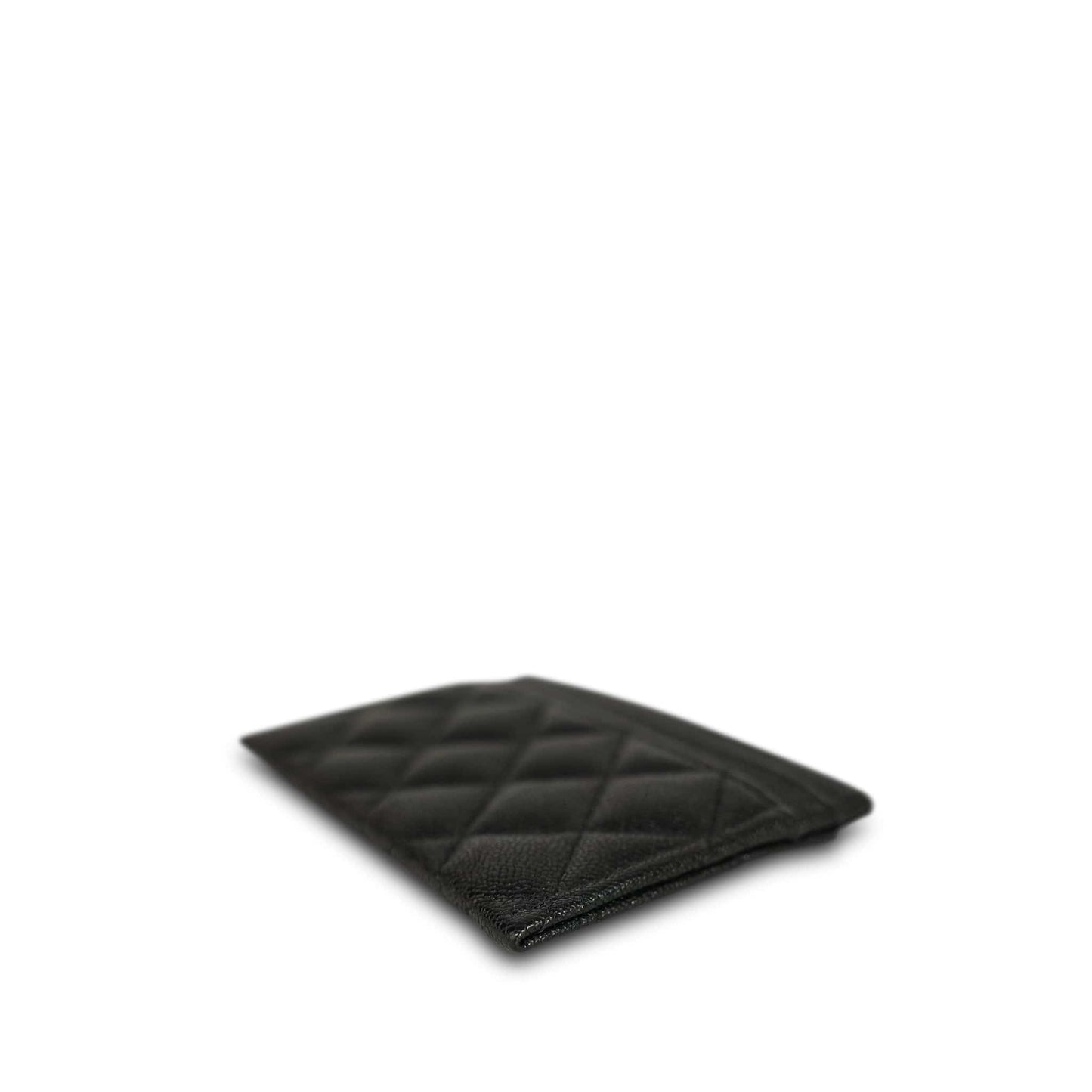 19K Black Caviar Quilted Boy Classic Card Holder LGHW