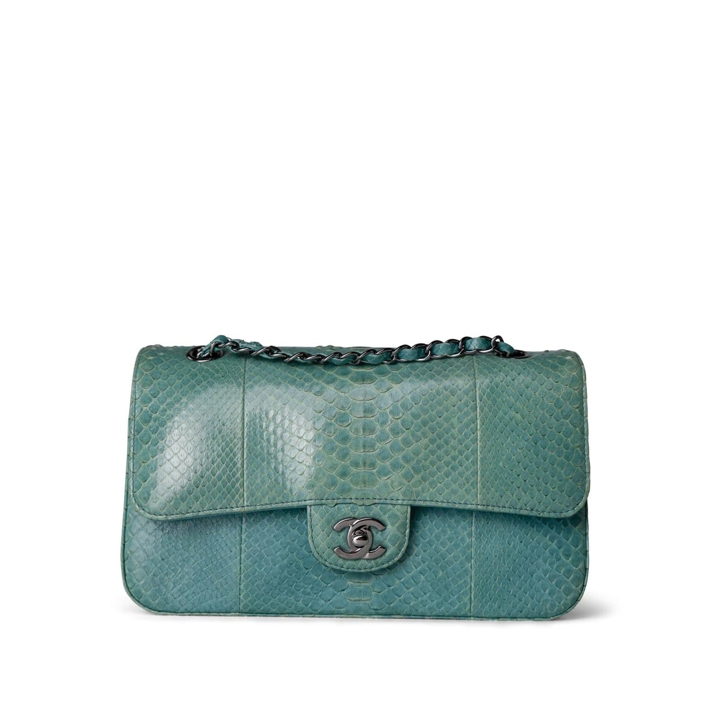 Turquoise Python Medium Classic Double Flap