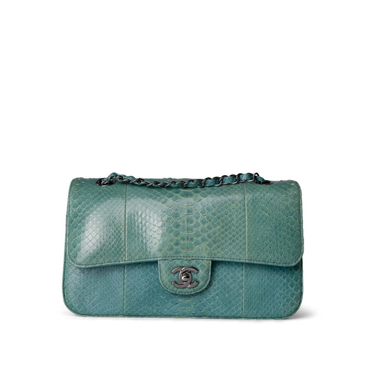Turquoise Python Medium Classic Double Flap