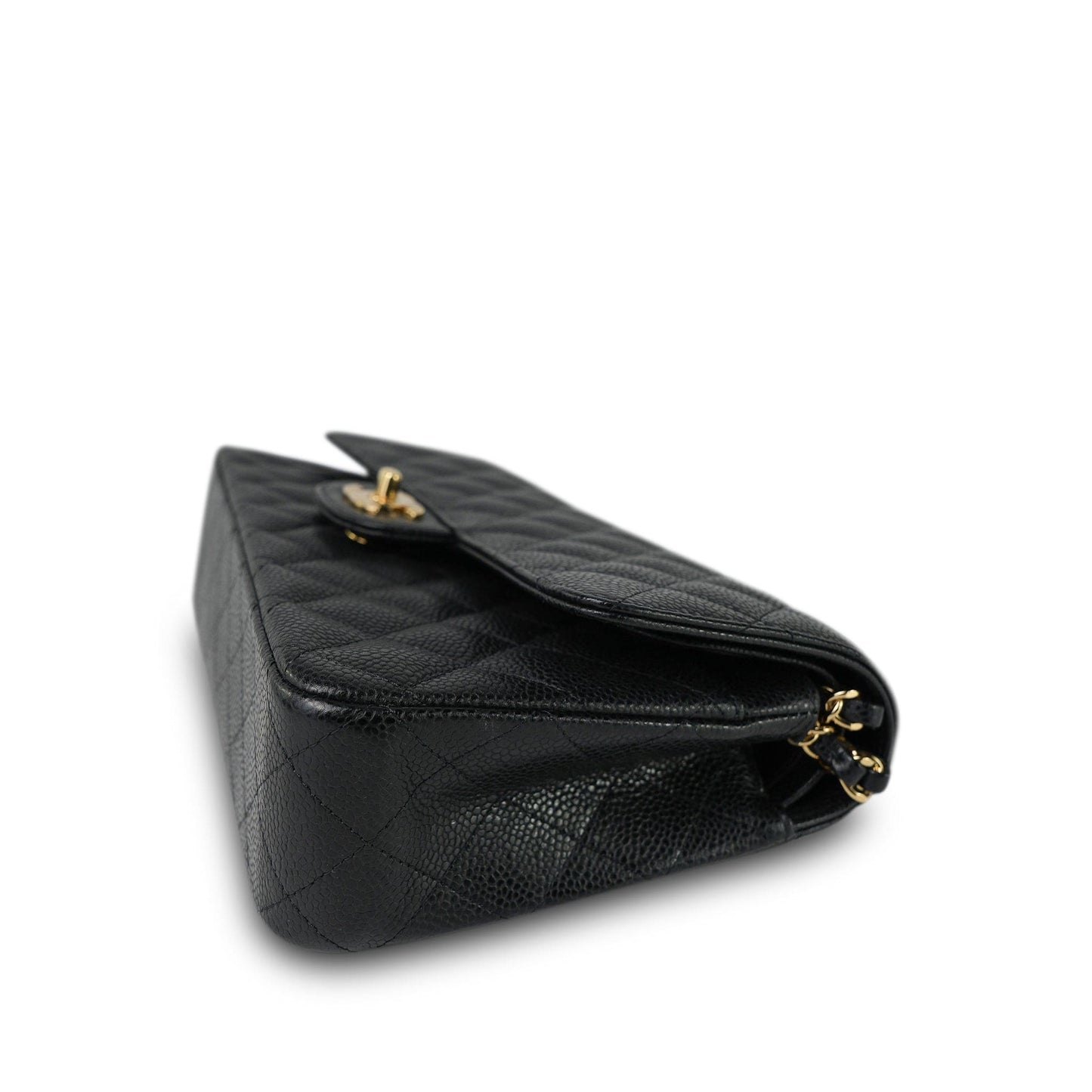 20S Black Caviar Quilted Classic Flap Medium Gold Hardware