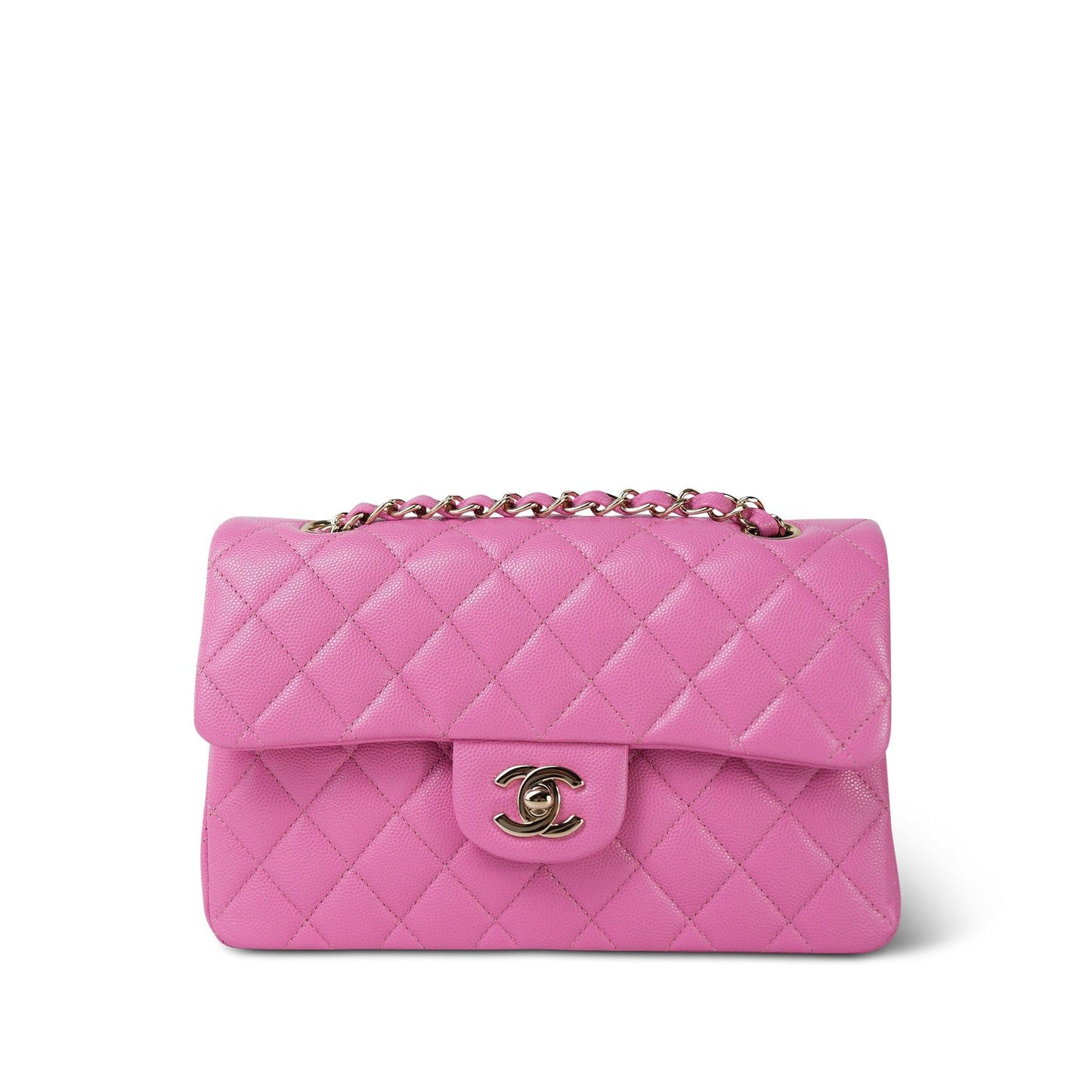21P Pink Caviar Quilted Classic Flap Small LGHW