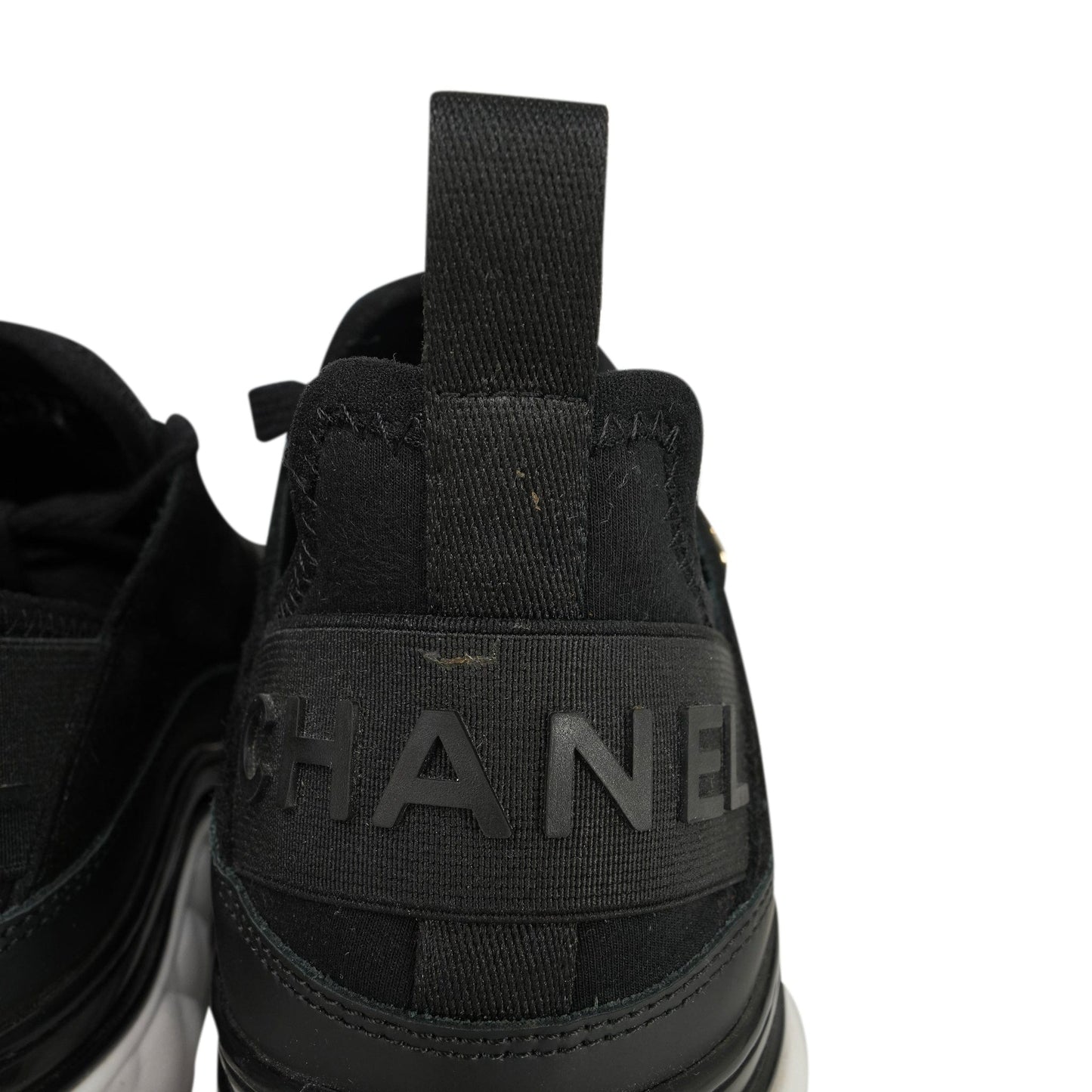 20C Black White Fabric/Calfskin/Suede CC Sneaker Size 39