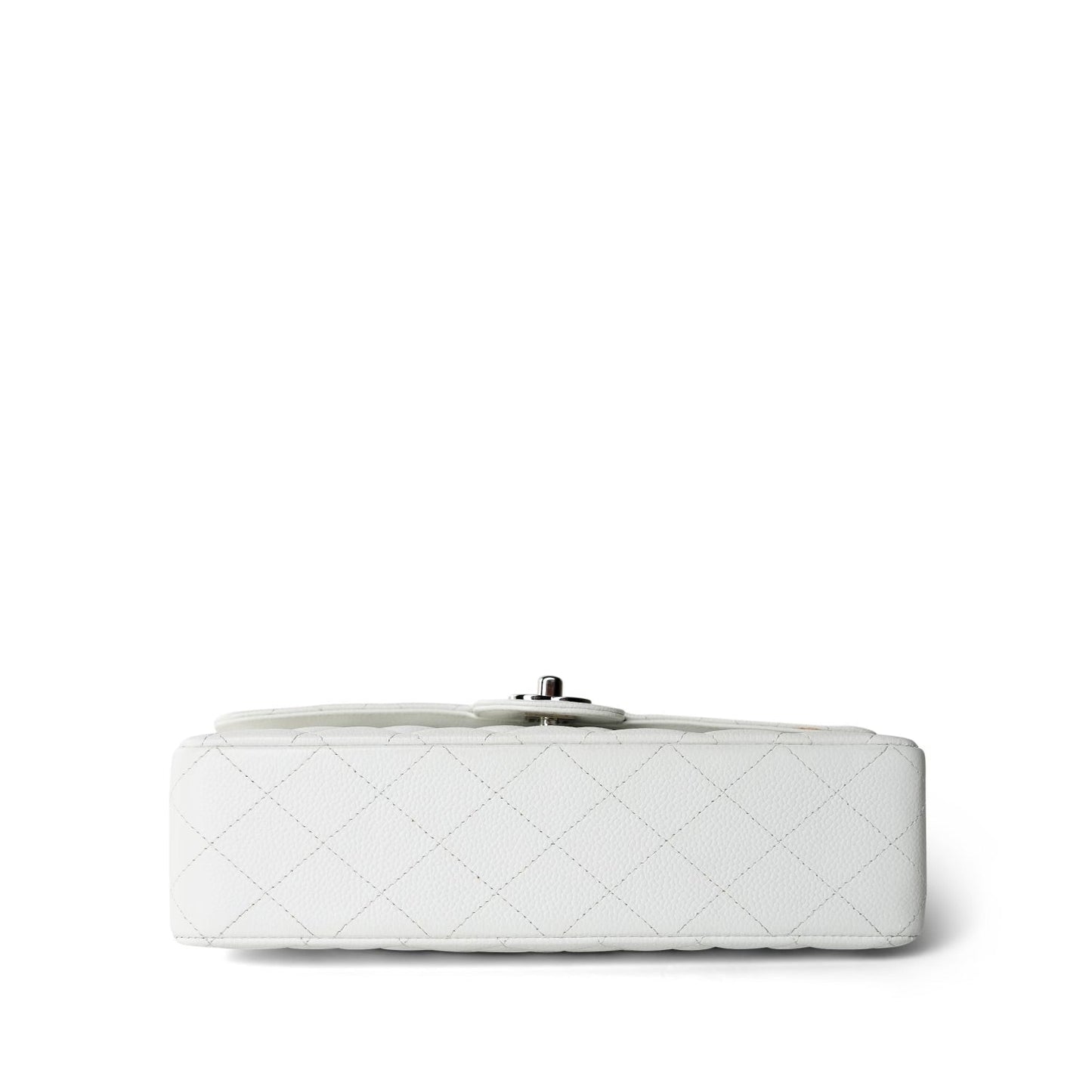 White Caviar Quilted Classic Flap Medium Silver Hardware