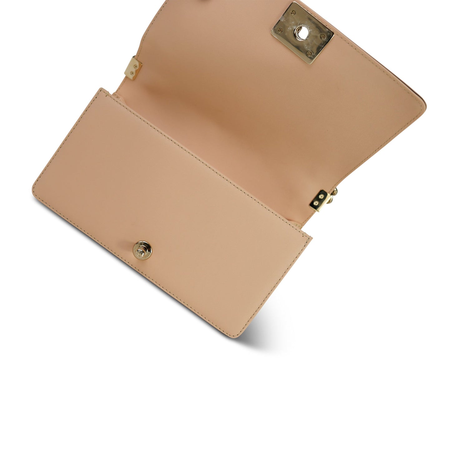 19S Beige Calfskin Quilted Top Handle Boy Bag Old Medium Light Gold Hardware