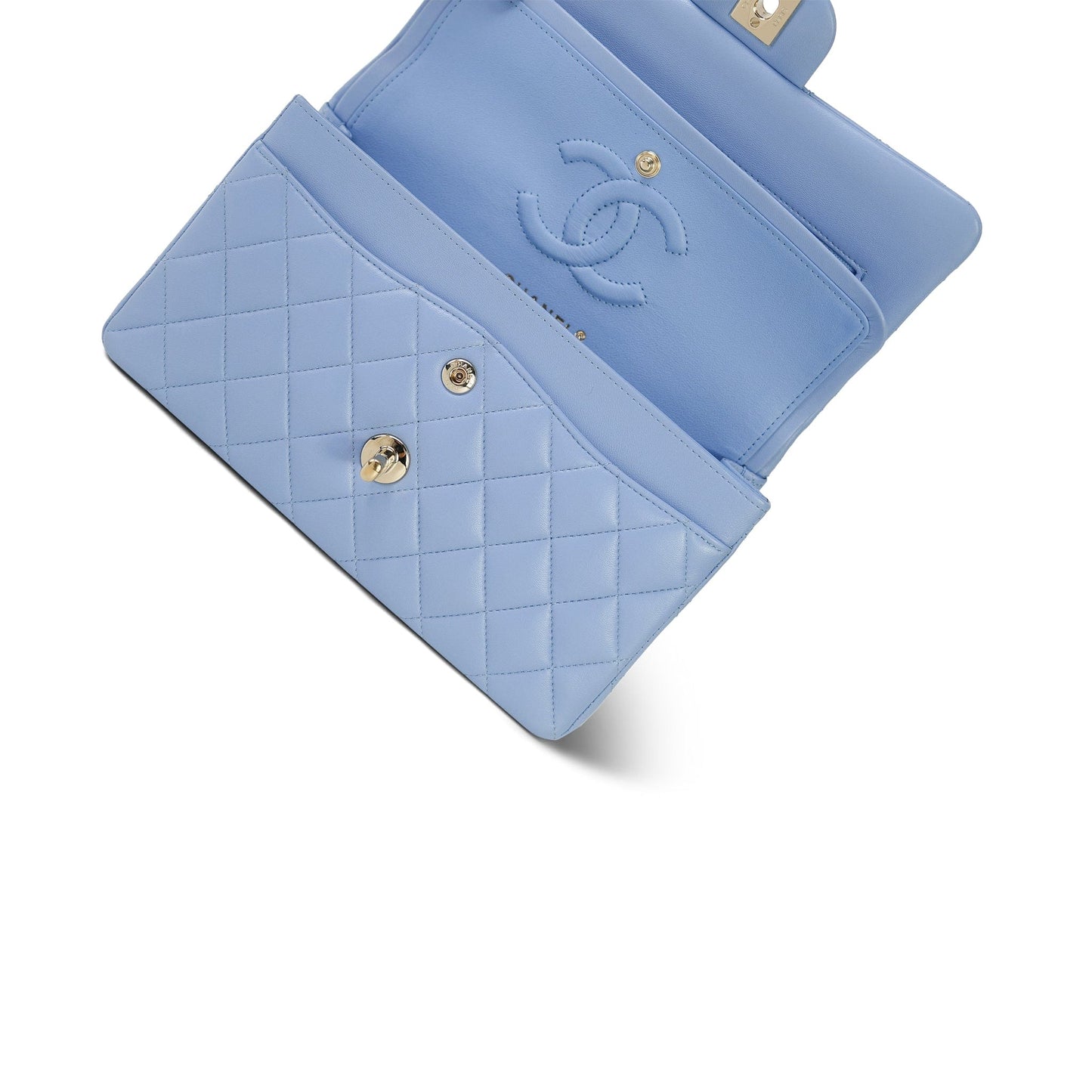 21C Sky Blue Lambskin Quilted Classic Flap Small Light Gold Hardware
