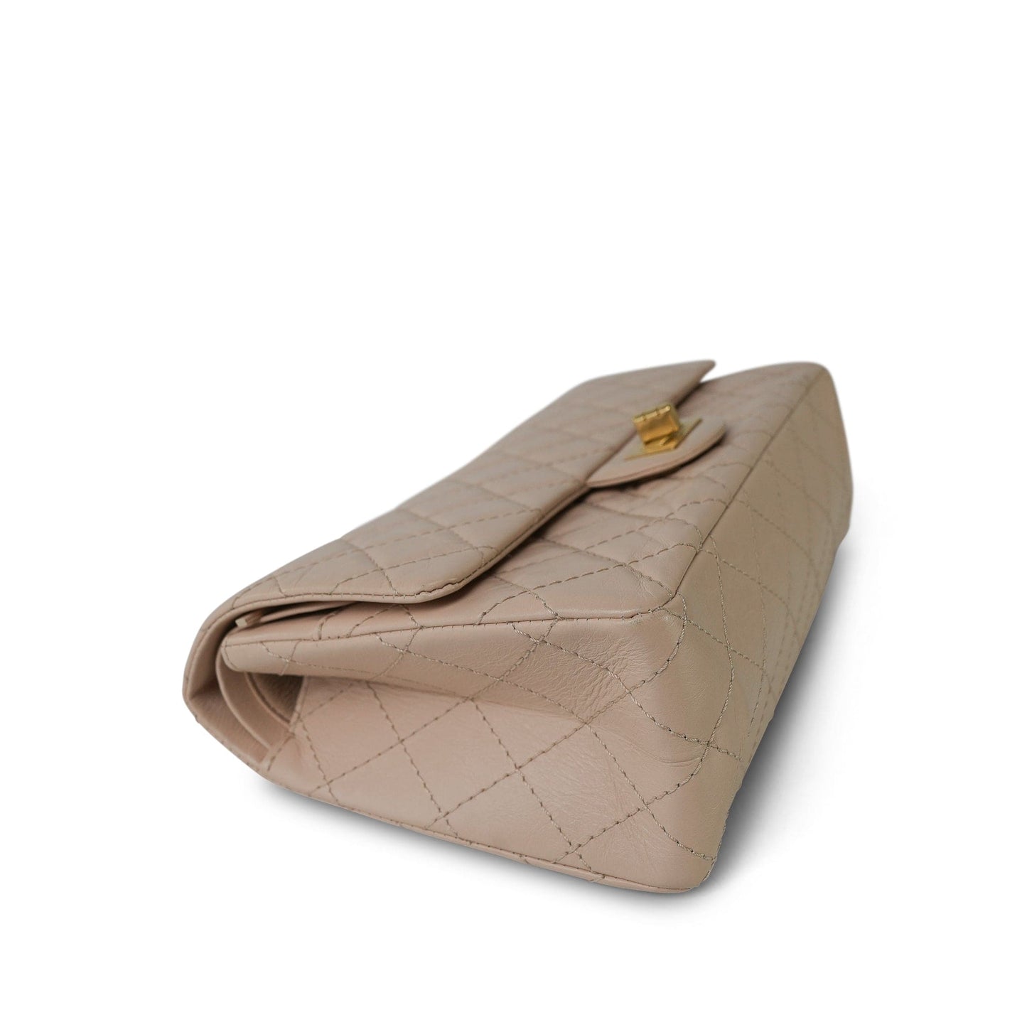 18A Beige Crumpled Calfskin Quilted Reissue 2.55 225 Aged Gold Hardware