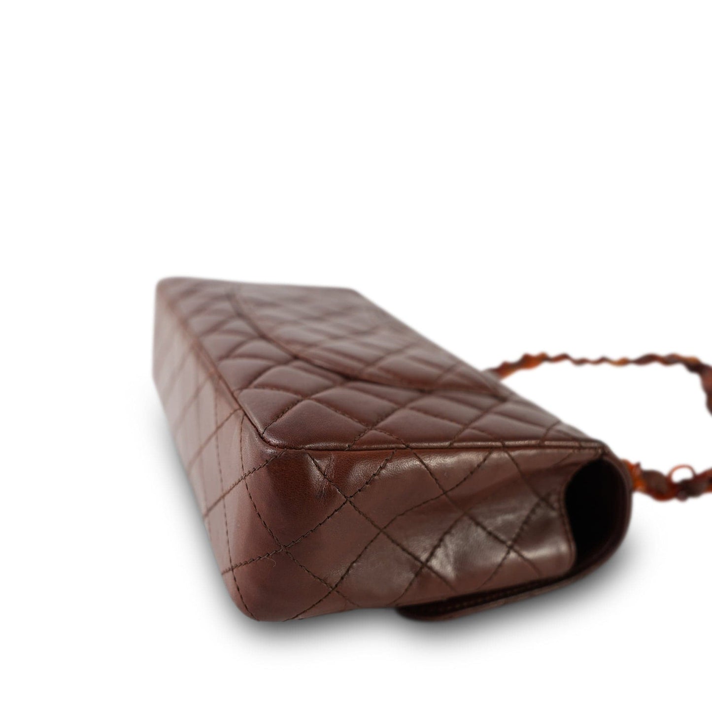 Vintage Brown Lambskin Quilted Single Flap Medium Tortoiseshell Hardware