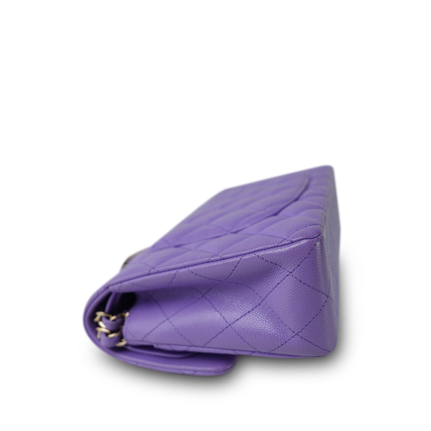 20S Purple Caviar Quilted Classic Flap Small Light Gold Hardware